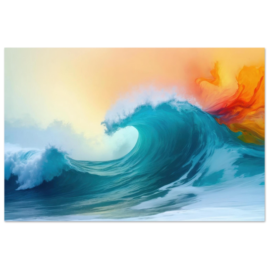 Wandbild kraftvolle welle farbenfrohes ozean kunstwerk in verschiedenen groessen