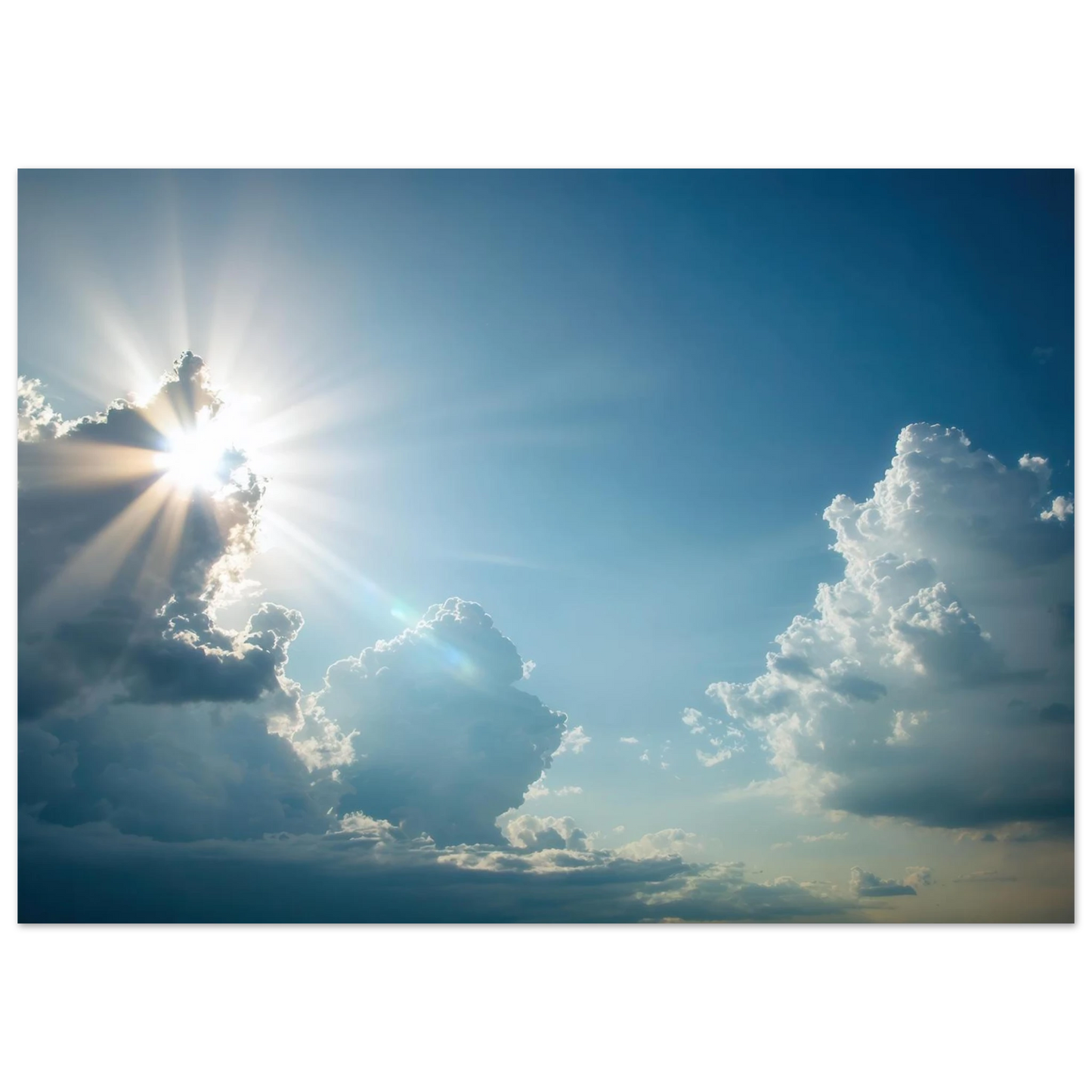 Wandbild sonnenstrahlen durch wolken atmosphaerische himmelskunst in verschiedenen groessen