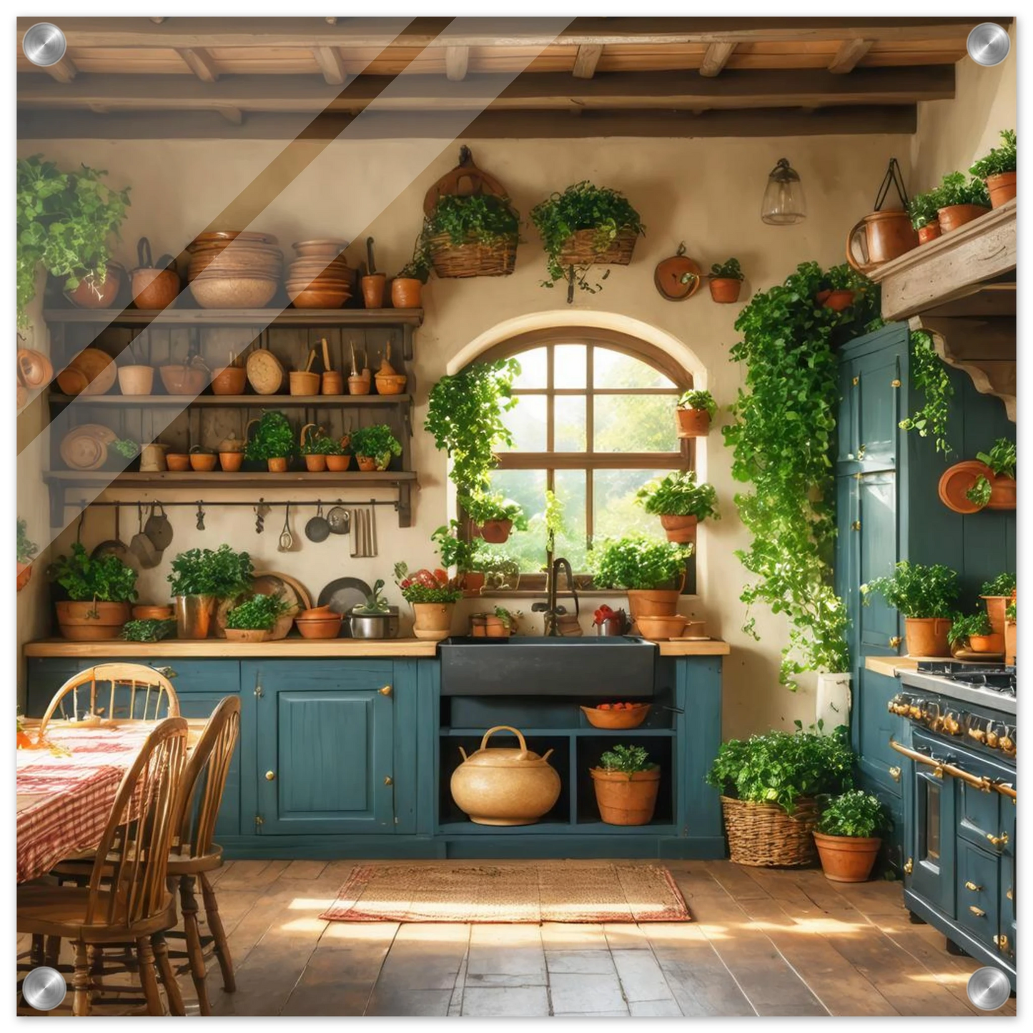 Wandbild rustikale kuechenidylle sonniges landhaus flair fuer ihr zuhause