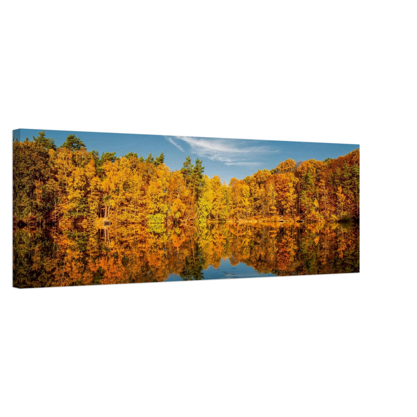 Wandbild herbstliche see symphonie atemberaubende waldspiegelung an einem sonnigen herbsttag