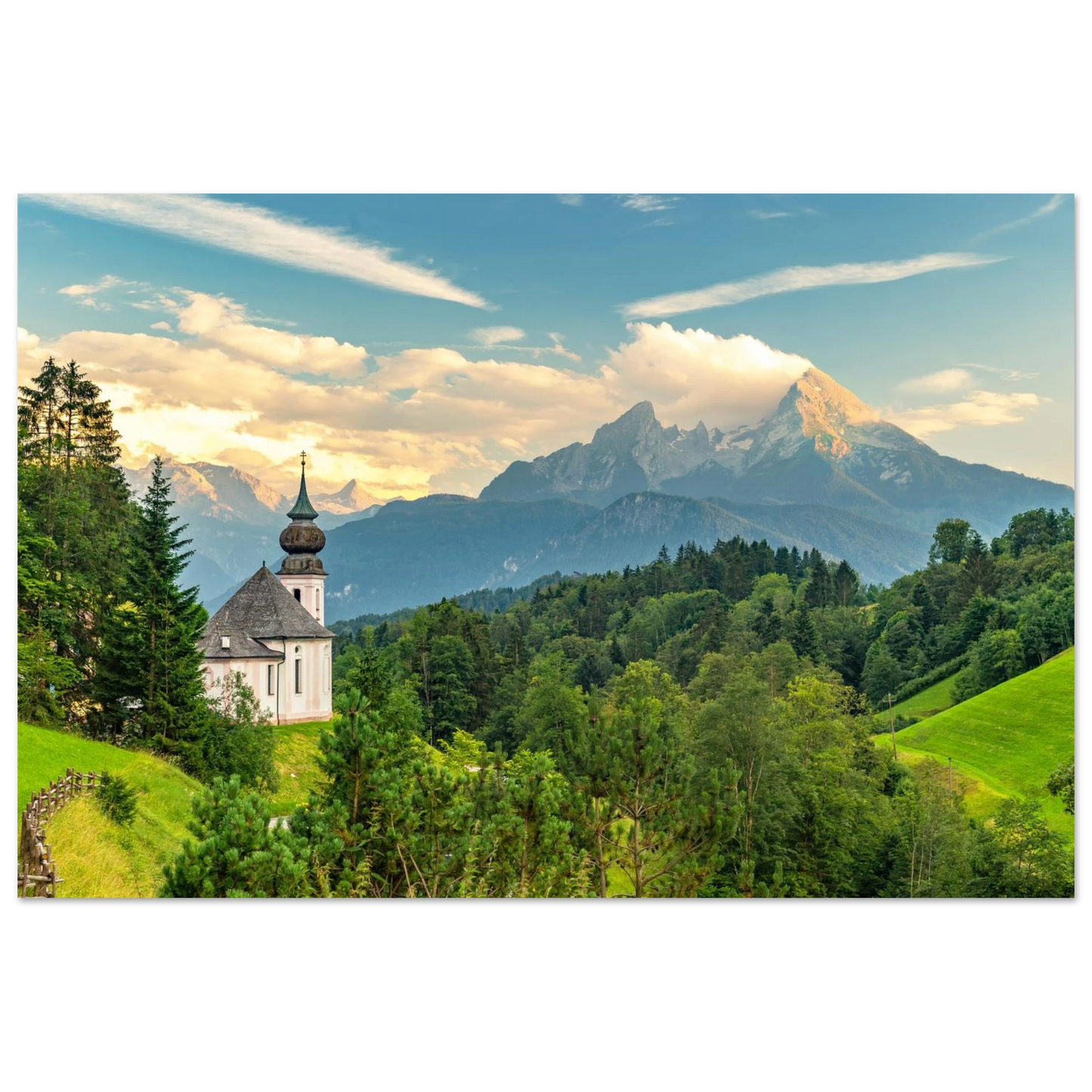Wandbild malerische alpenkirche vor majestaetischer bergkulisse ein atemberaubendes stueck naturkunst