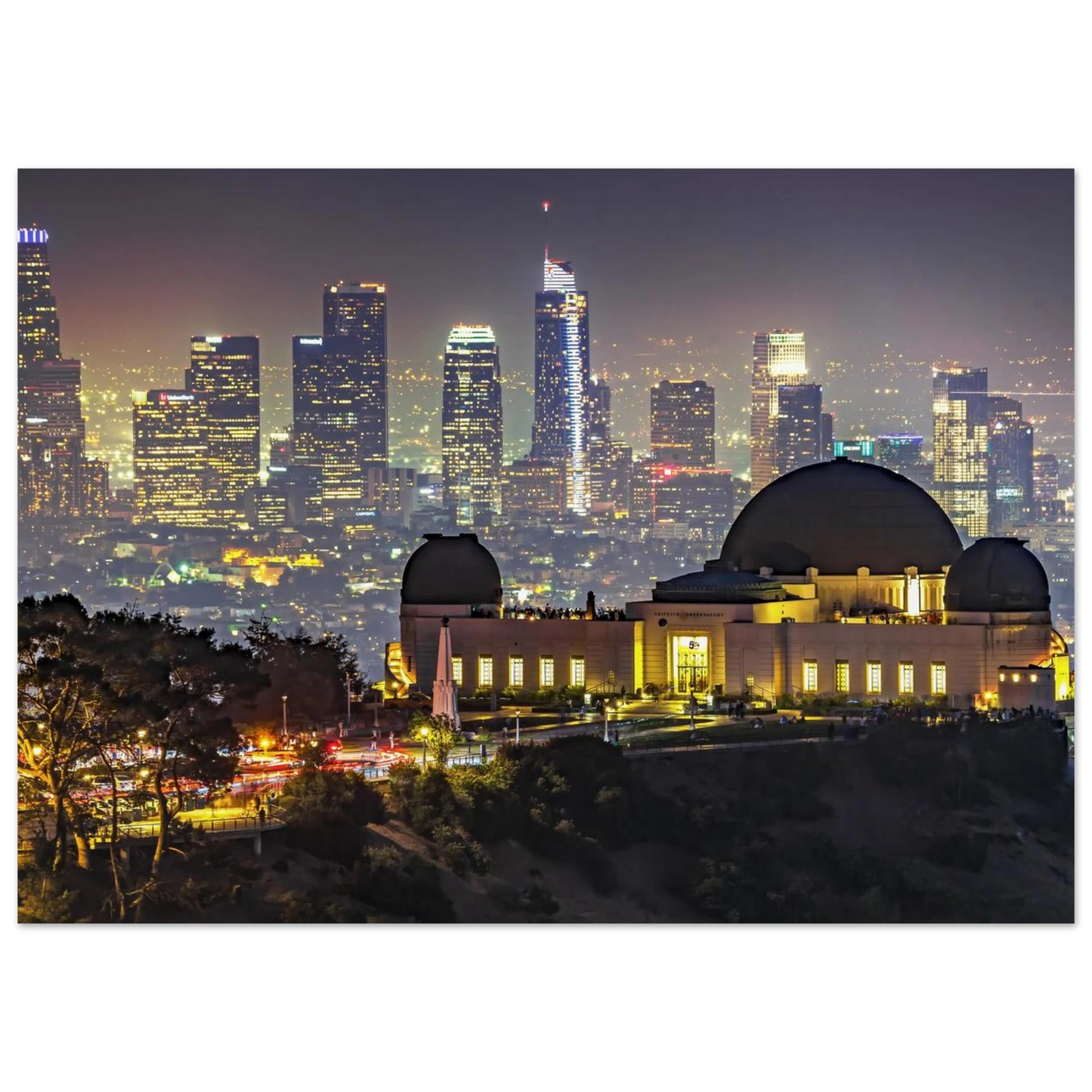 Wandbild los angeles nachthimmel griffith observatorium mit stadtpanorama erlebe das leuchten der stadt
