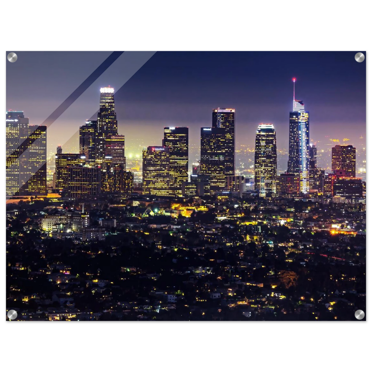 Wandbild funkelnde skyline bei nacht city lights kunstdruck in vielen groessen