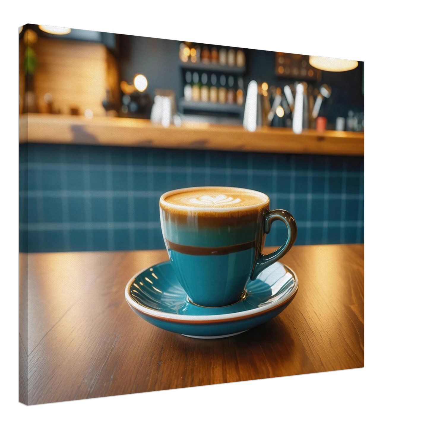 Wandbild deep teal latte einladende kaffeehaus atmosphaere fuer ihr zuhause in vielen groessen