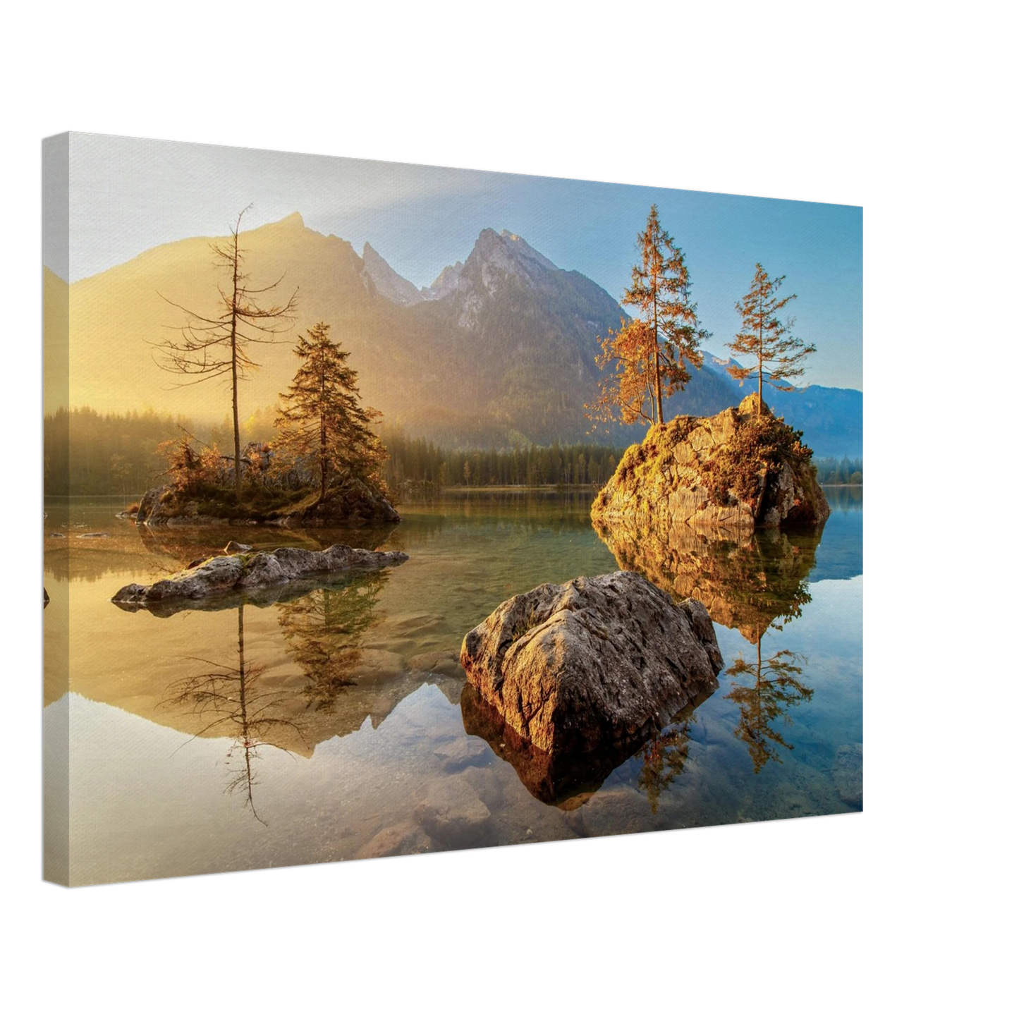 Wandbild majestaetischer sonnenaufgang am gebirgssee beruhigende naturlandschaft in ihrer wunschgroesse
