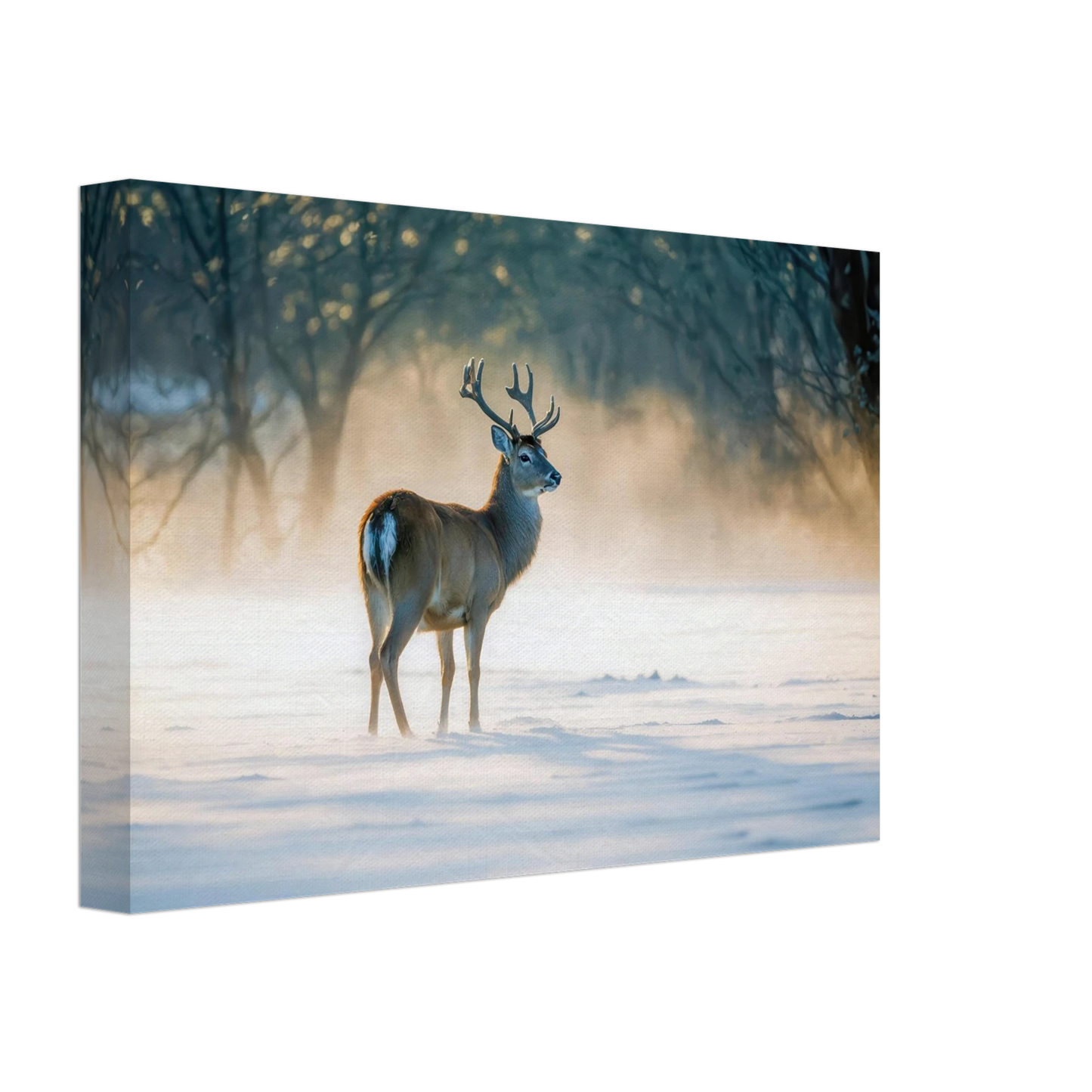Wandbild majestaetischer hirsch im winterwunderland verwandeln sie ihr zuhause in eine ruhige landschaft