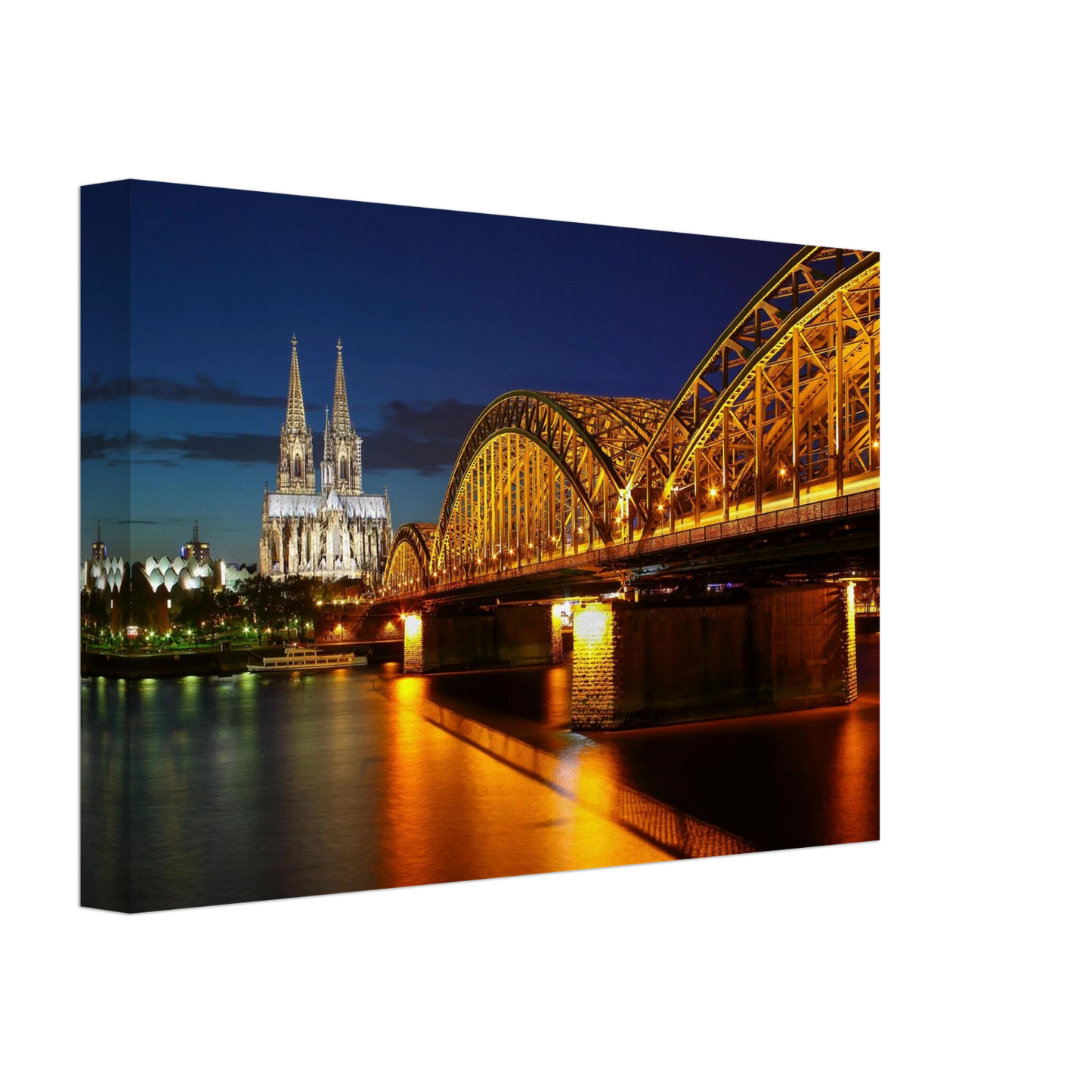 Wandbild koelner dom hohenzollernbruecke bei nacht majestaetisches stadtnachtlicht in verschiedenen groessen