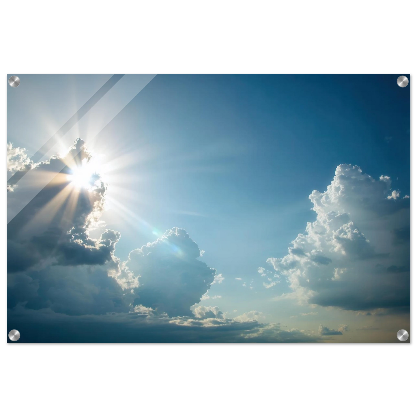 Wandbild sonnenstrahlen durch wolken atmosphaerische himmelskunst in verschiedenen groessen