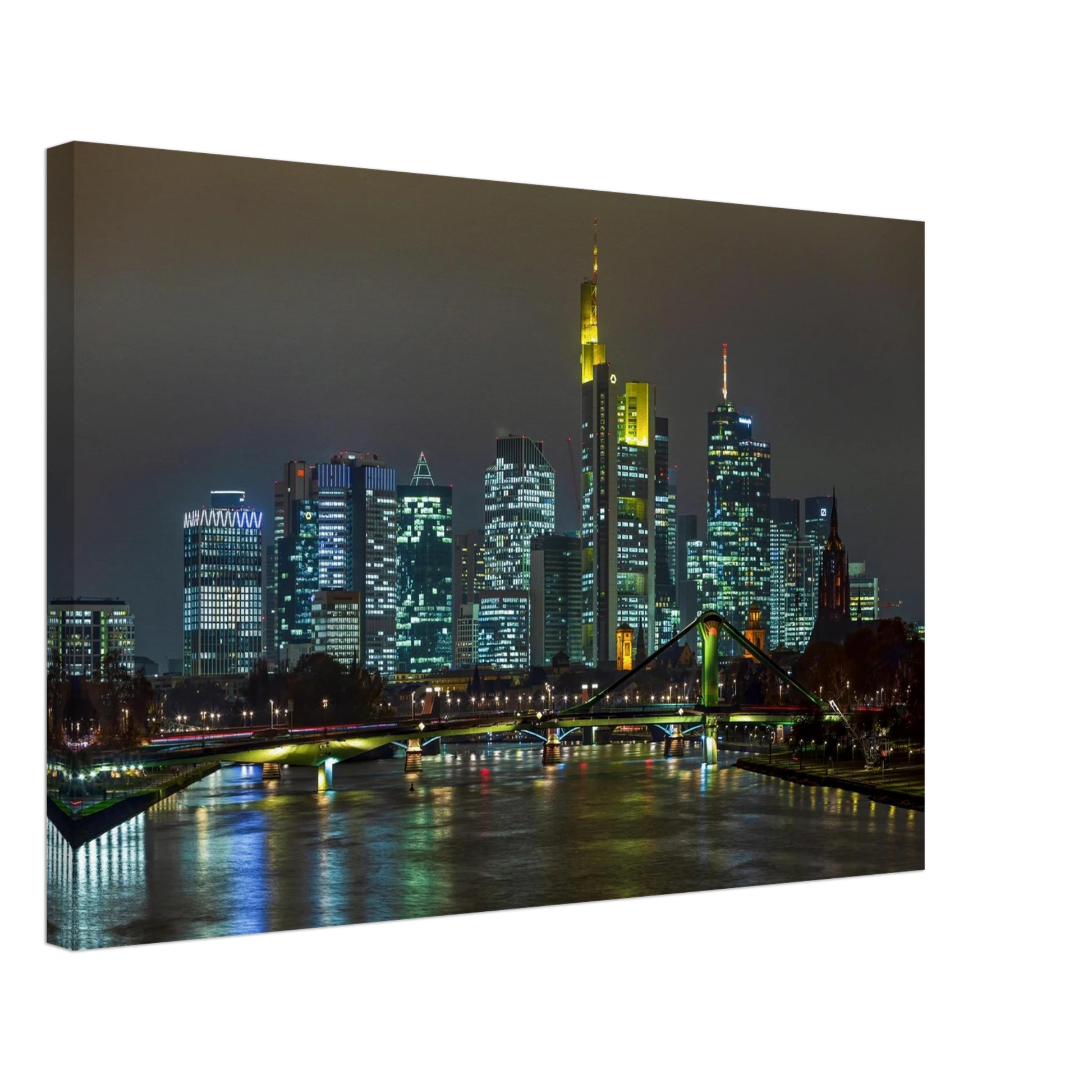 Wandbild frankfurt skyline bei nacht lebendige stadtlandschaft fuer ihr zuhause in vielen groessen