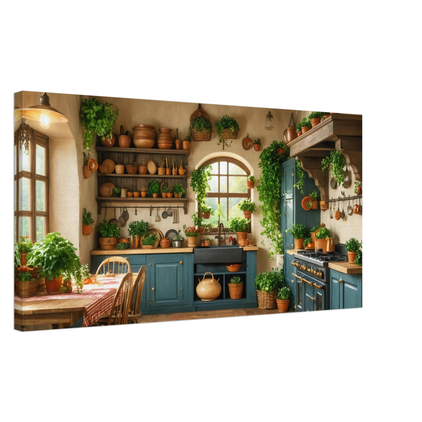 Wandbild rustikale kuechenidylle sonniges landhaus flair fuer ihr zuhause