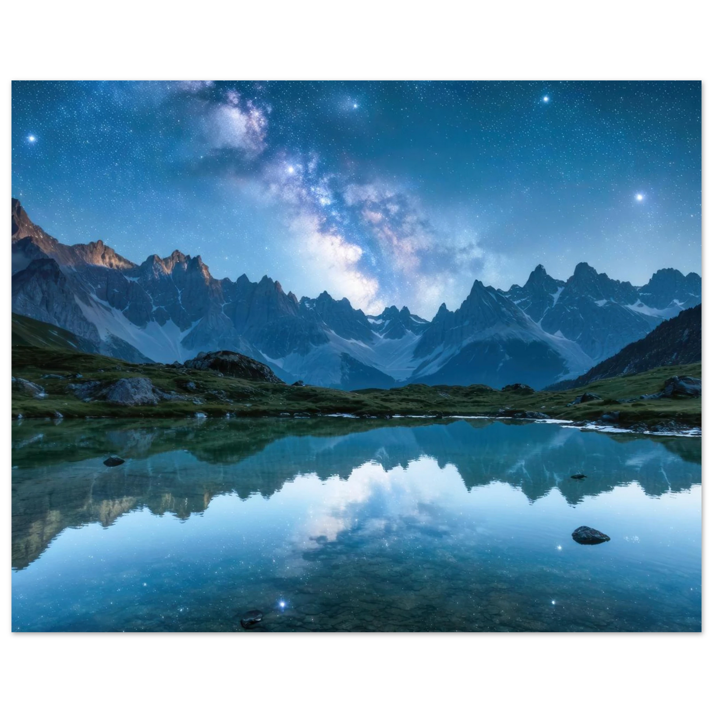 Wandbild himmlische bergspiegelung majestic milky way reflected in alpine lake your choice of sizes
