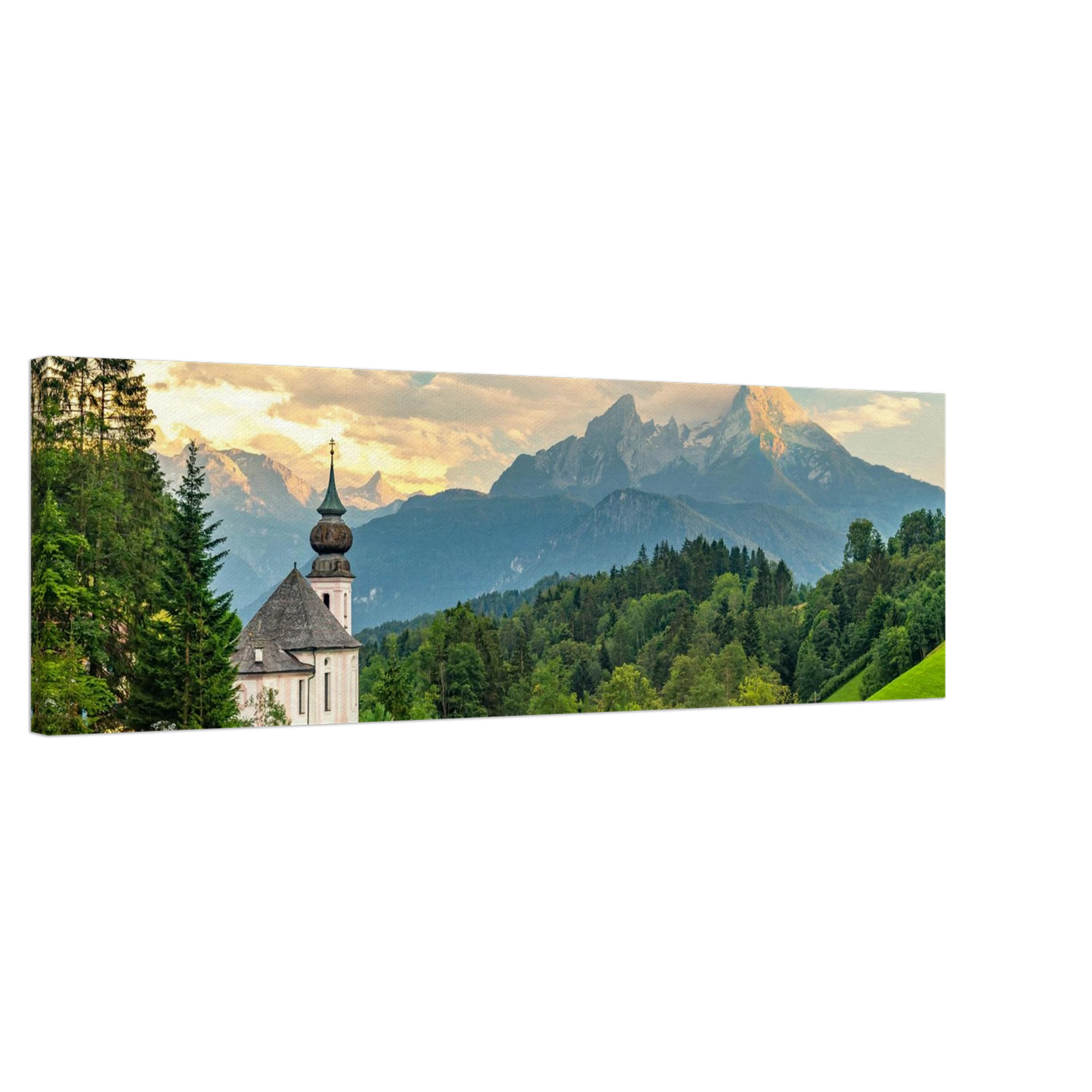 Wandbild malerische alpenkirche vor majestaetischer bergkulisse ein atemberaubendes stueck naturkunst