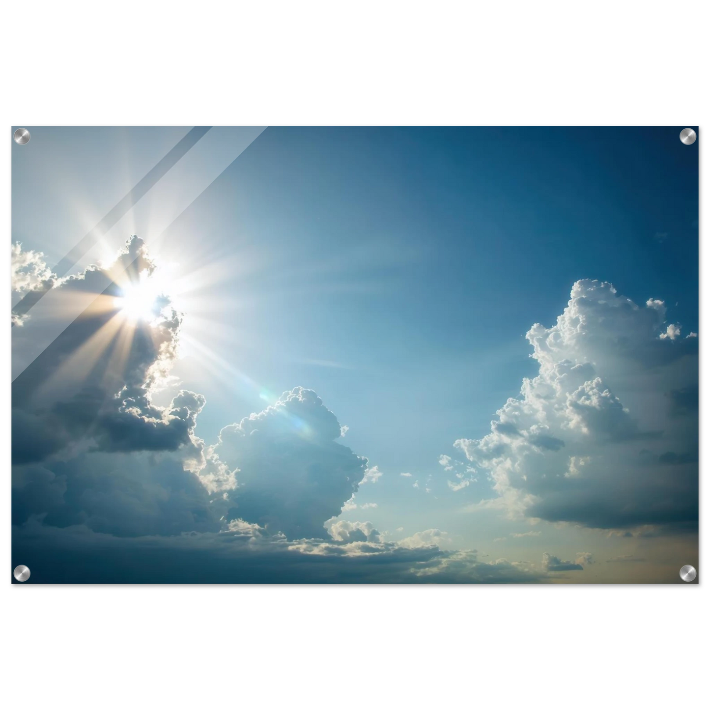 Wandbild sonnenstrahlen durch wolken atmosphaerische himmelskunst in verschiedenen groessen