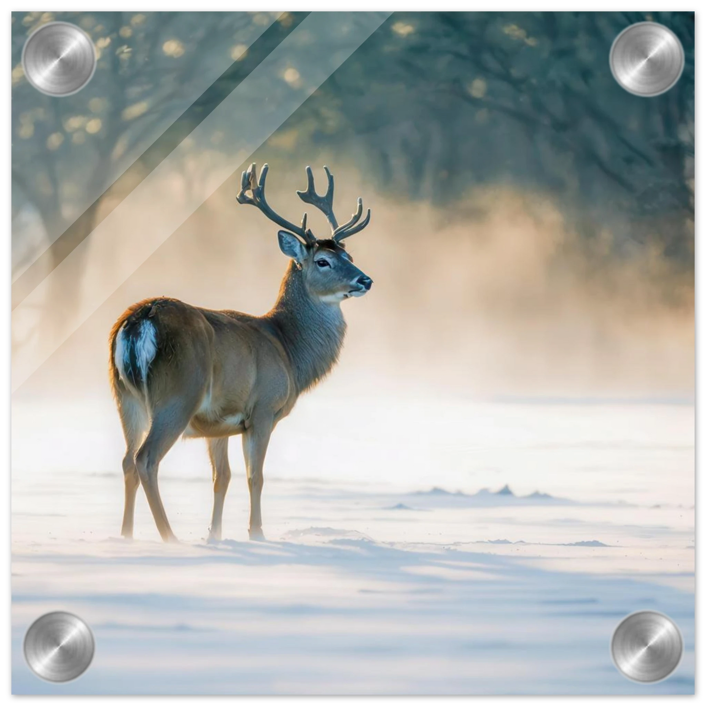 Wandbild majestaetischer hirsch im winterwunderland verwandeln sie ihr zuhause in eine ruhige landschaft