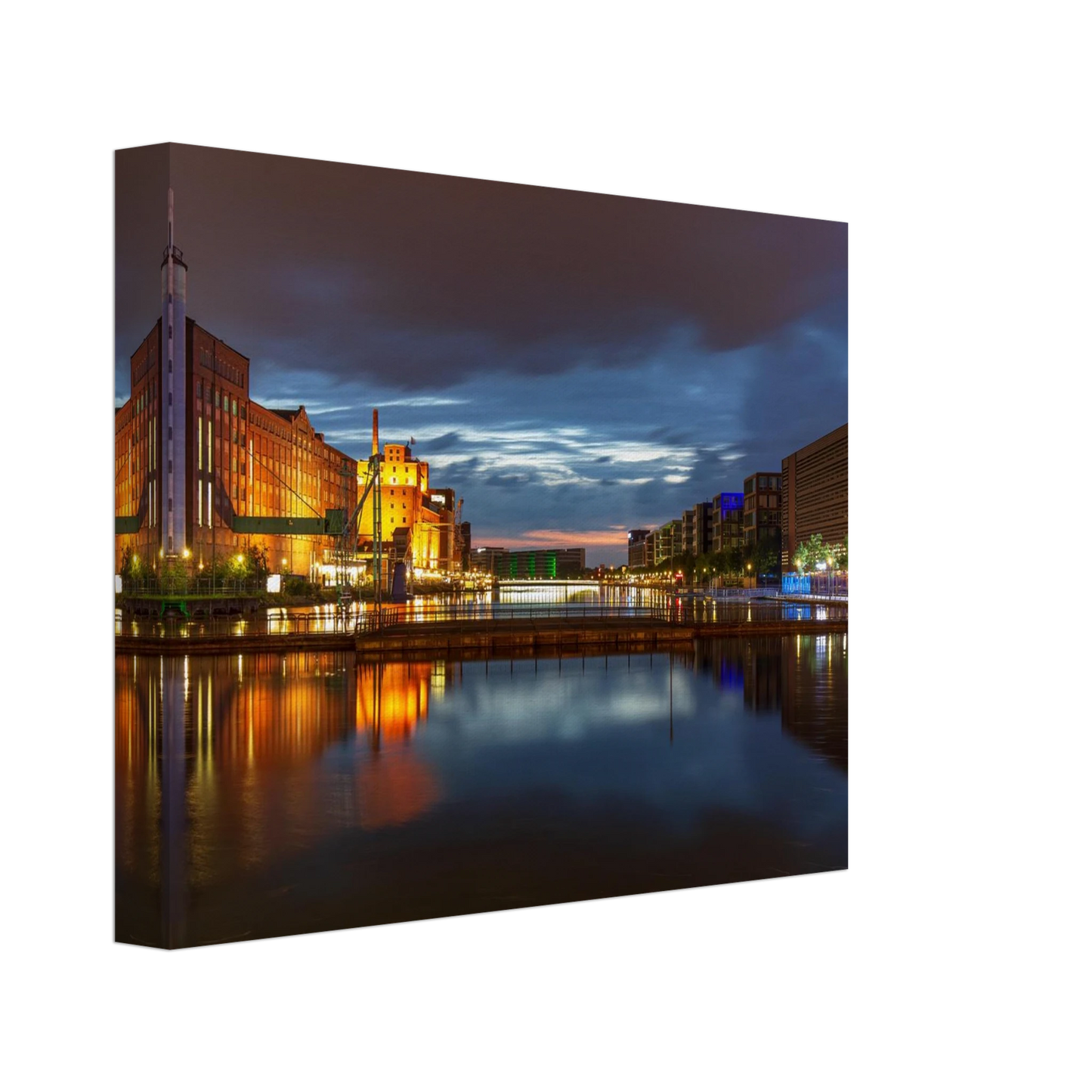 Wandbild industrieller charme bei sonnenuntergang lebendige stadtlandschaft im grossformat
