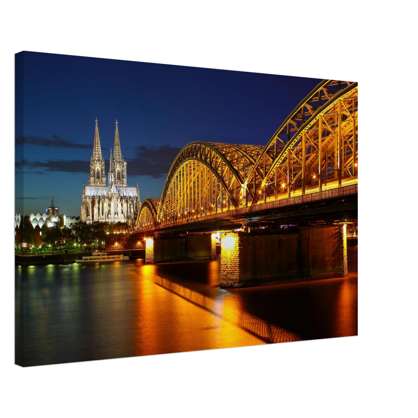 Wandbild koelner dom hohenzollernbruecke bei nacht majestaetisches stadtnachtlicht in verschiedenen groessen