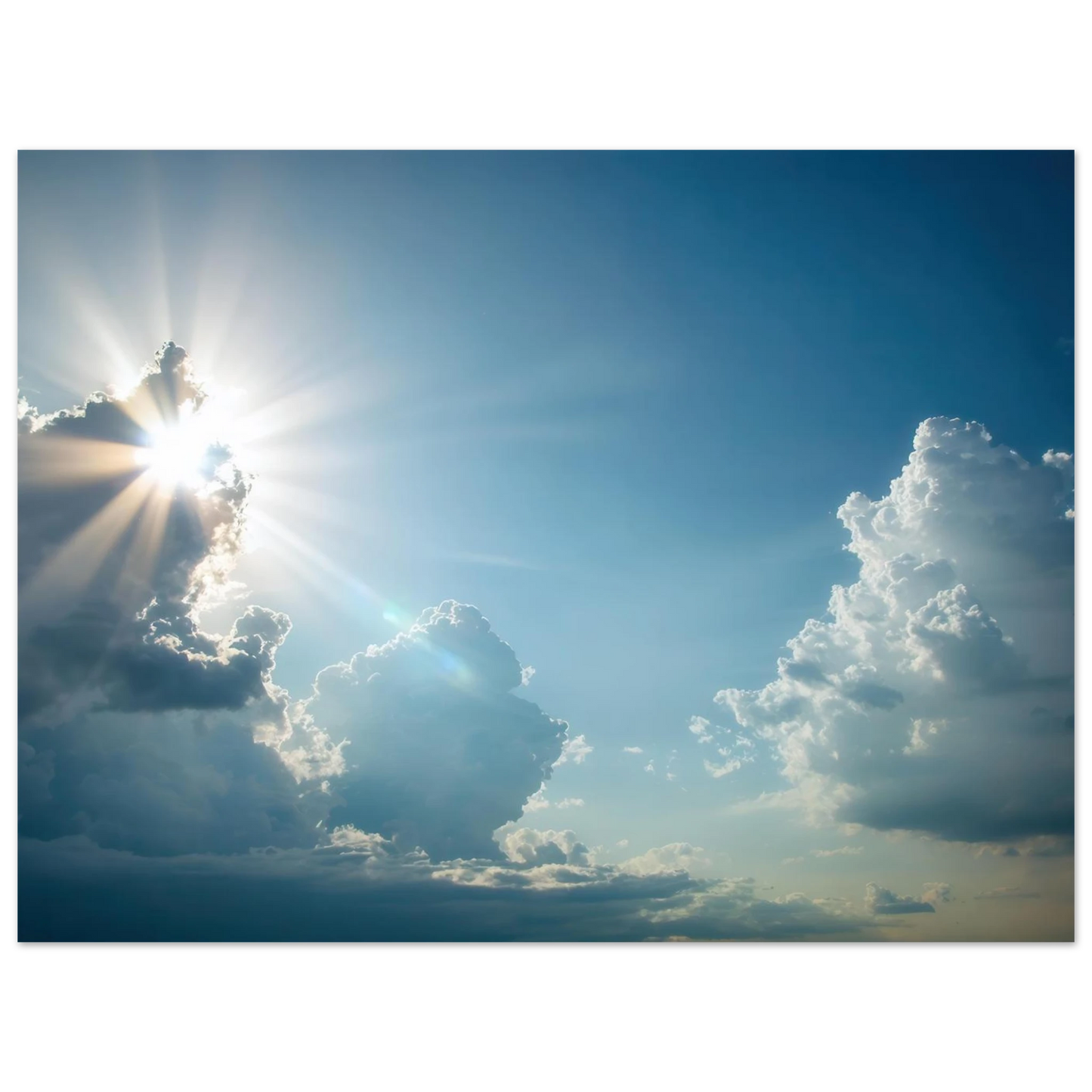 Wandbild sonnenstrahlen durch wolken atmosphaerische himmelskunst in verschiedenen groessen