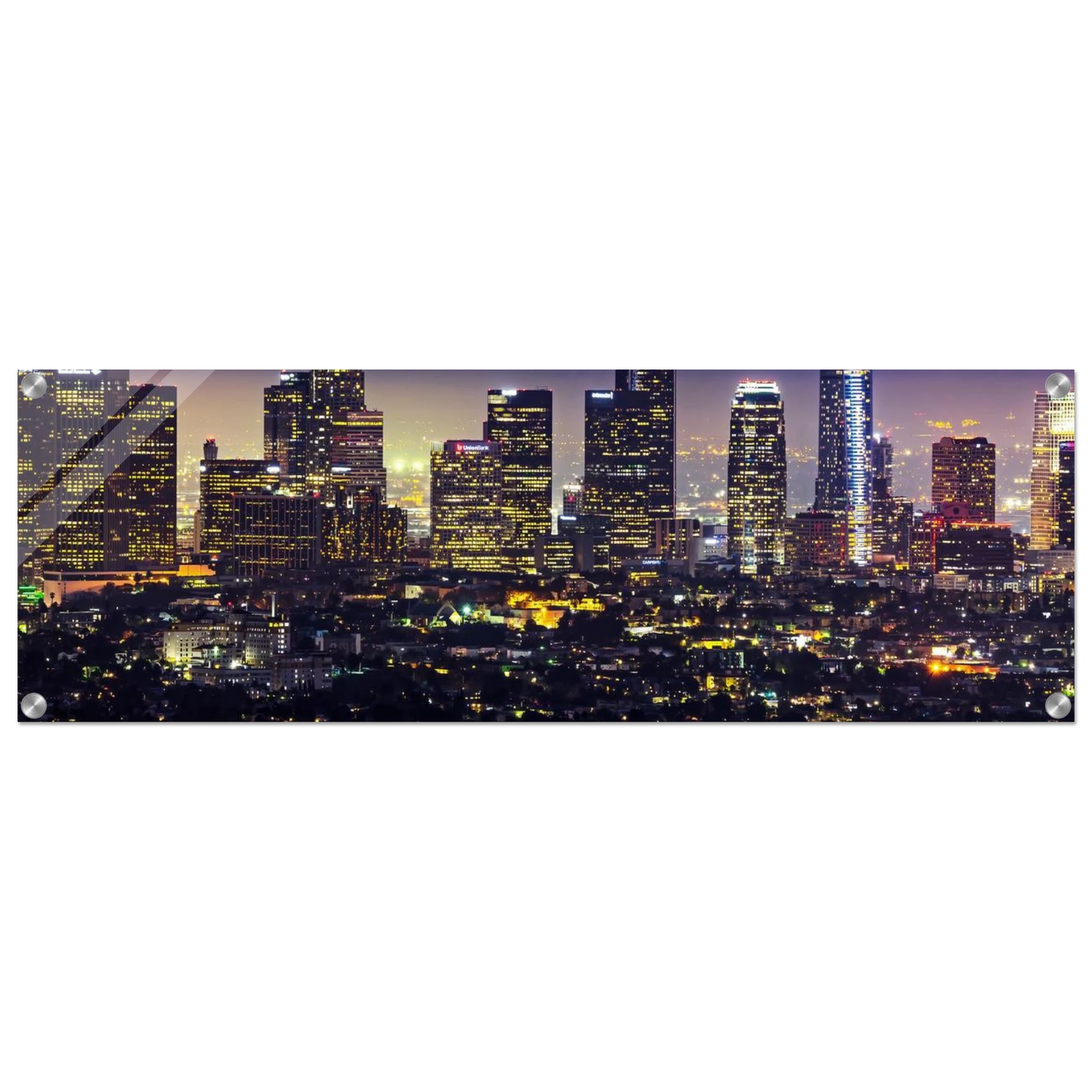Wandbild funkelnde skyline bei nacht city lights kunstdruck in vielen groessen