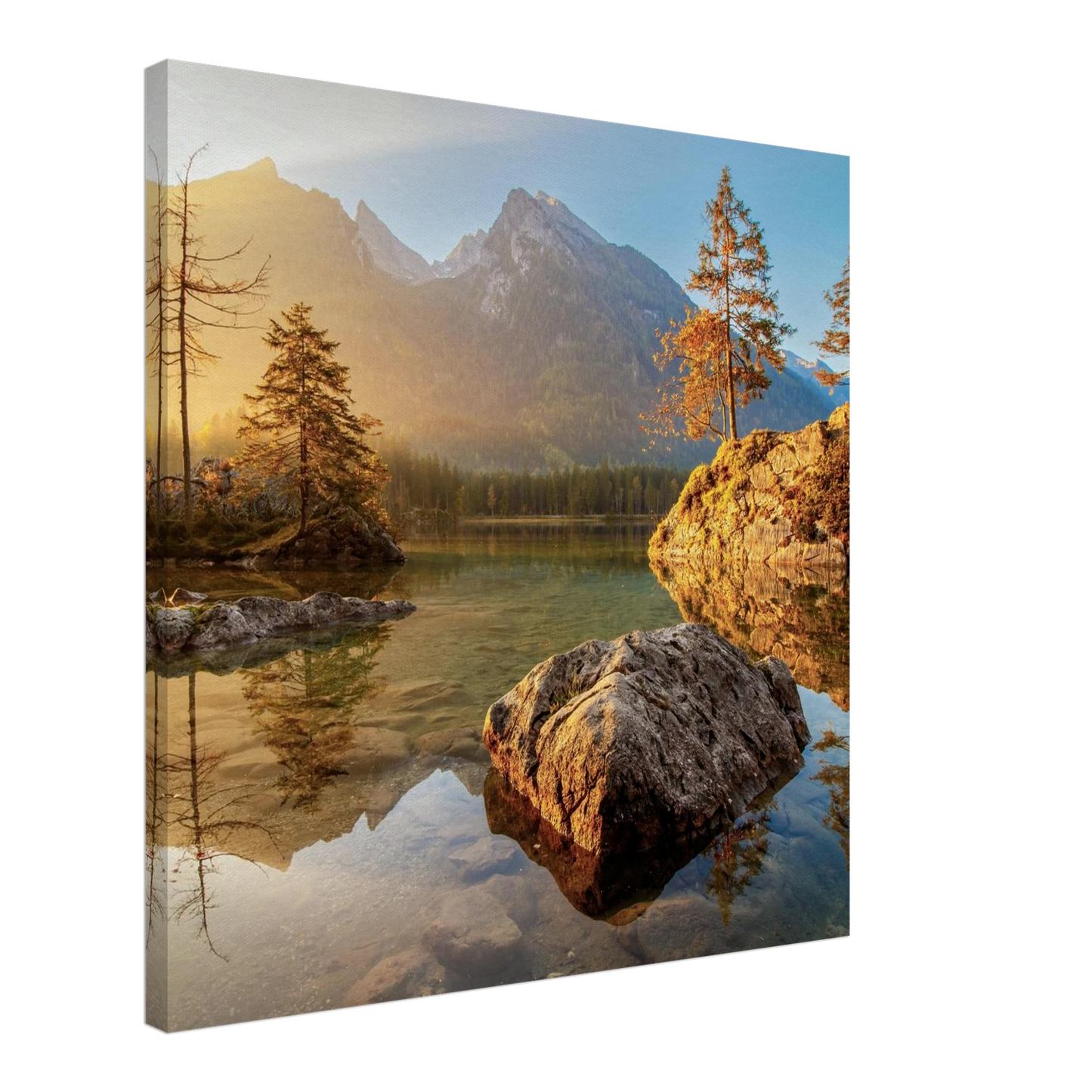 Wandbild majestaetischer sonnenaufgang am gebirgssee beruhigende naturlandschaft in ihrer wunschgroesse