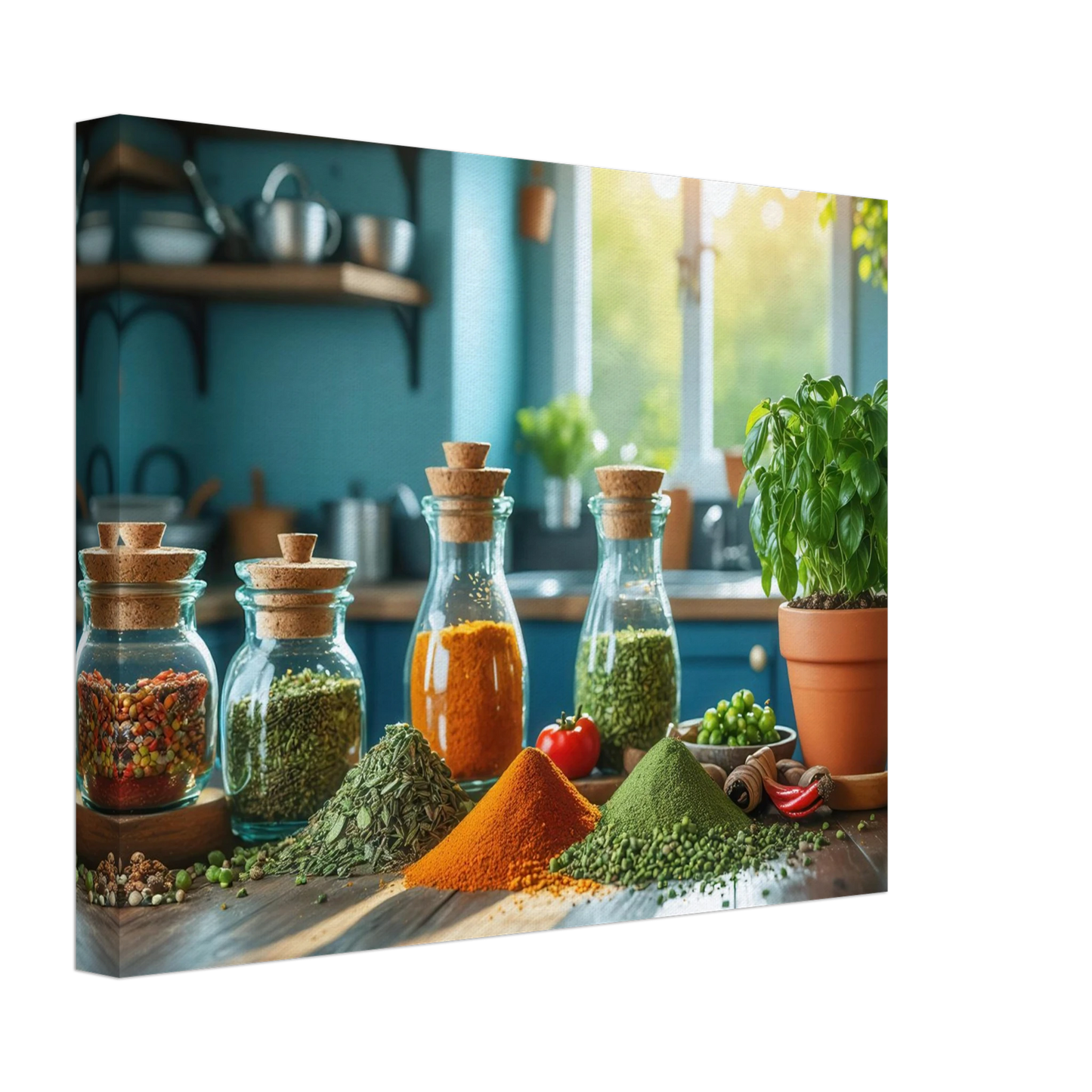 Wandbild lebendige kuechenkraeuter und gewuerze frische wuerze fuer ihr zuhause