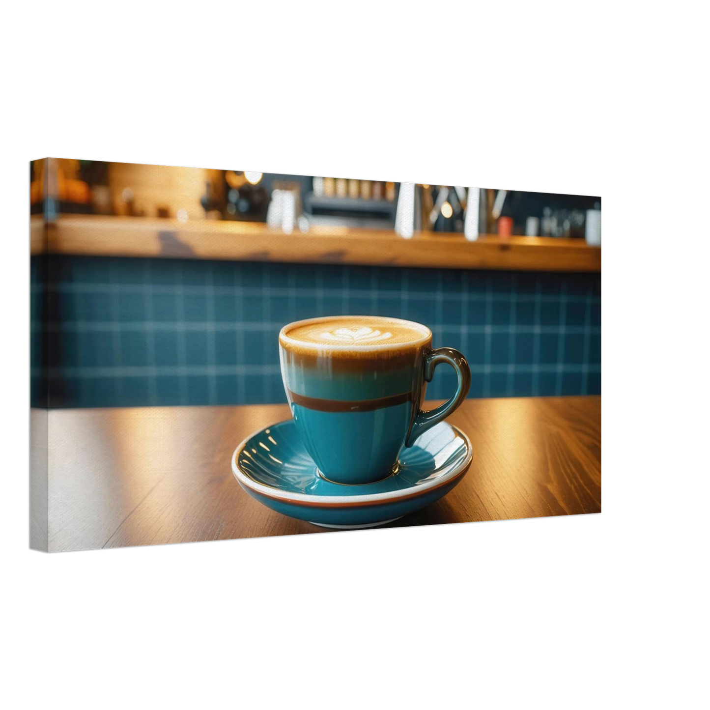 Wandbild deep teal latte einladende kaffeehaus atmosphaere fuer ihr zuhause in vielen groessen