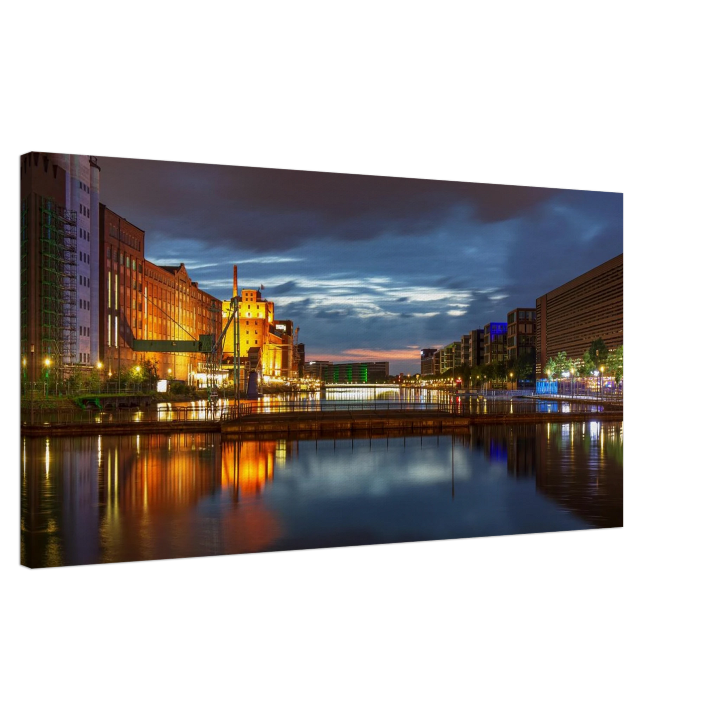 Wandbild industrieller charme bei sonnenuntergang lebendige stadtlandschaft im grossformat