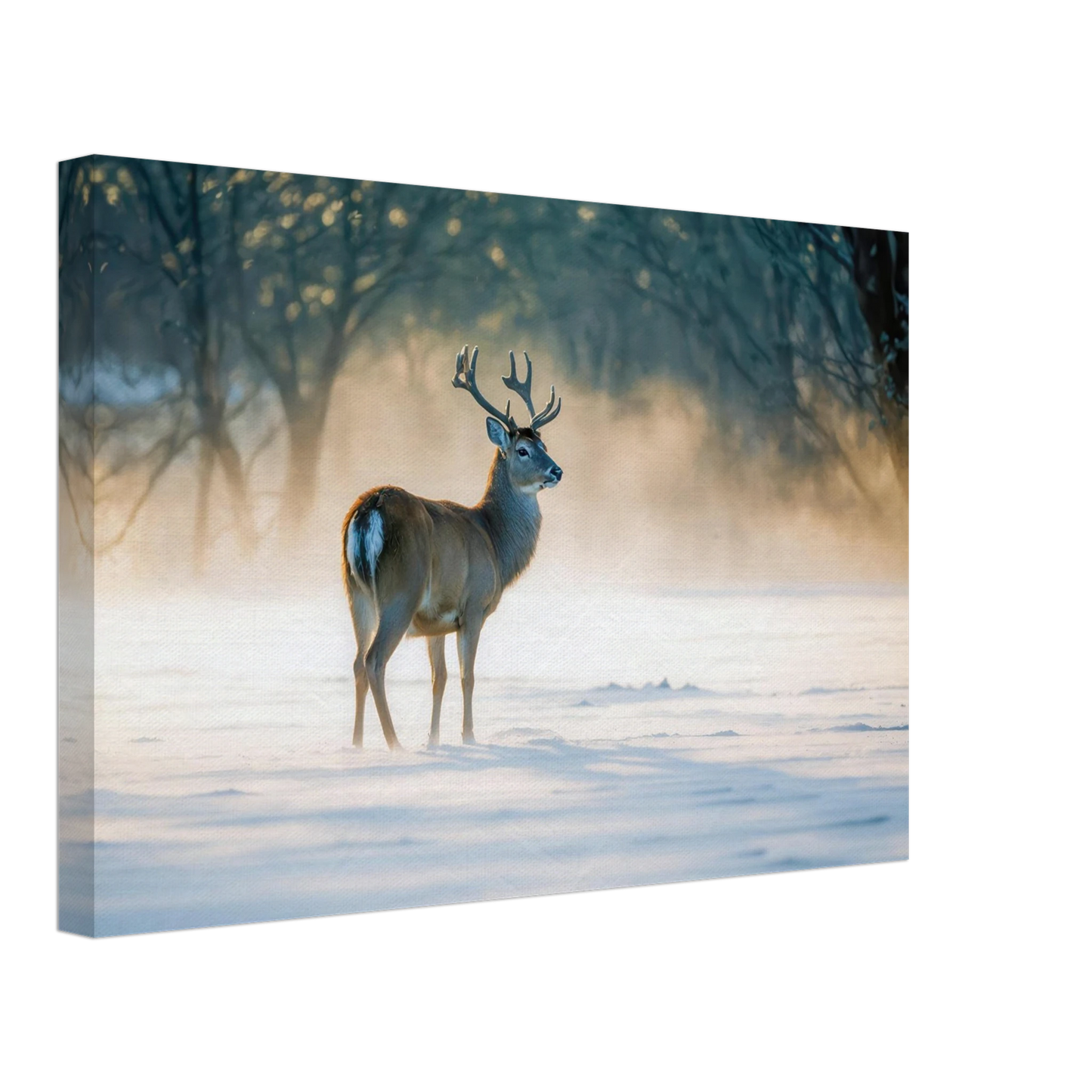Wandbild majestaetischer hirsch im winterwunderland verwandeln sie ihr zuhause in eine ruhige landschaft