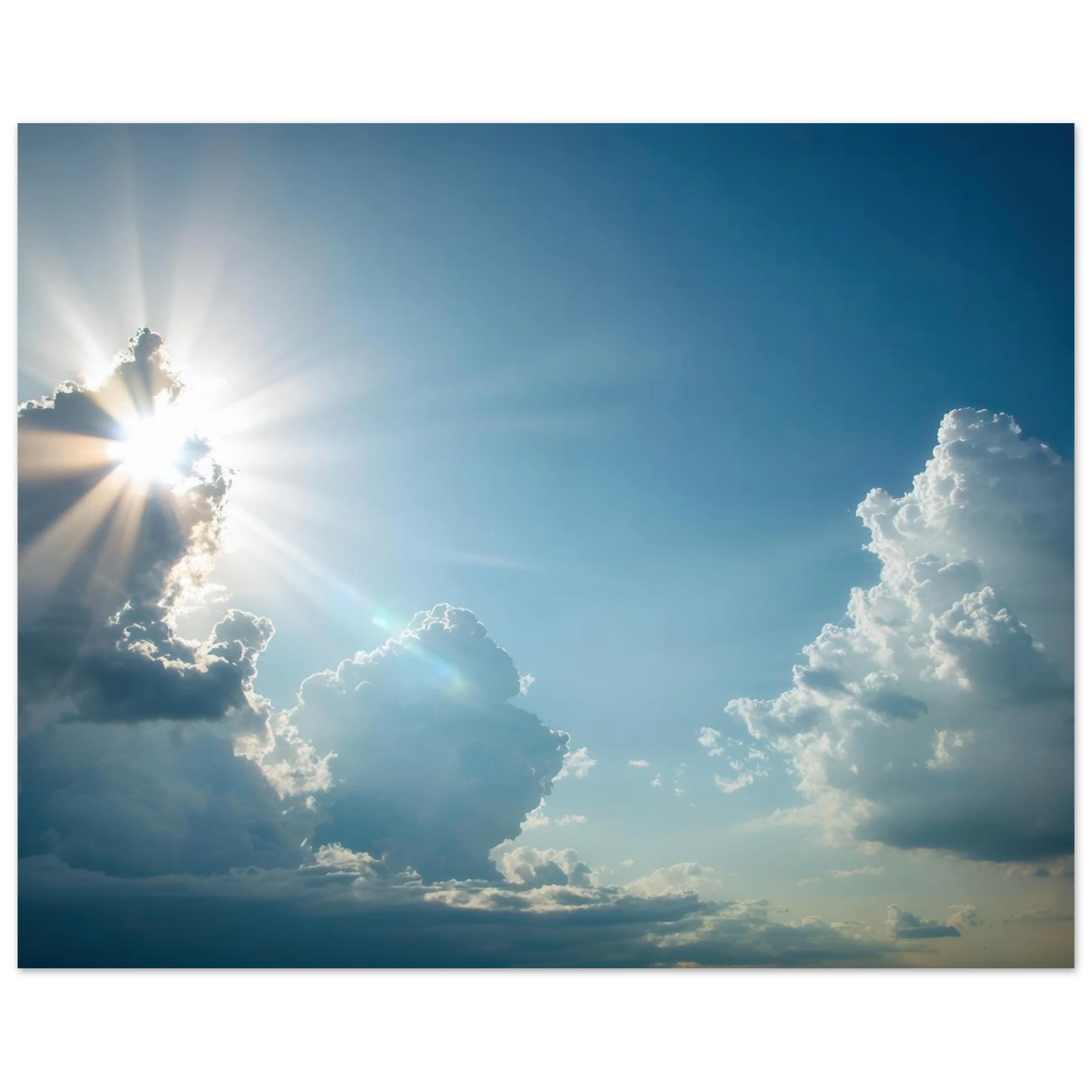 Wandbild sonnenstrahlen durch wolken atmosphaerische himmelskunst in verschiedenen groessen