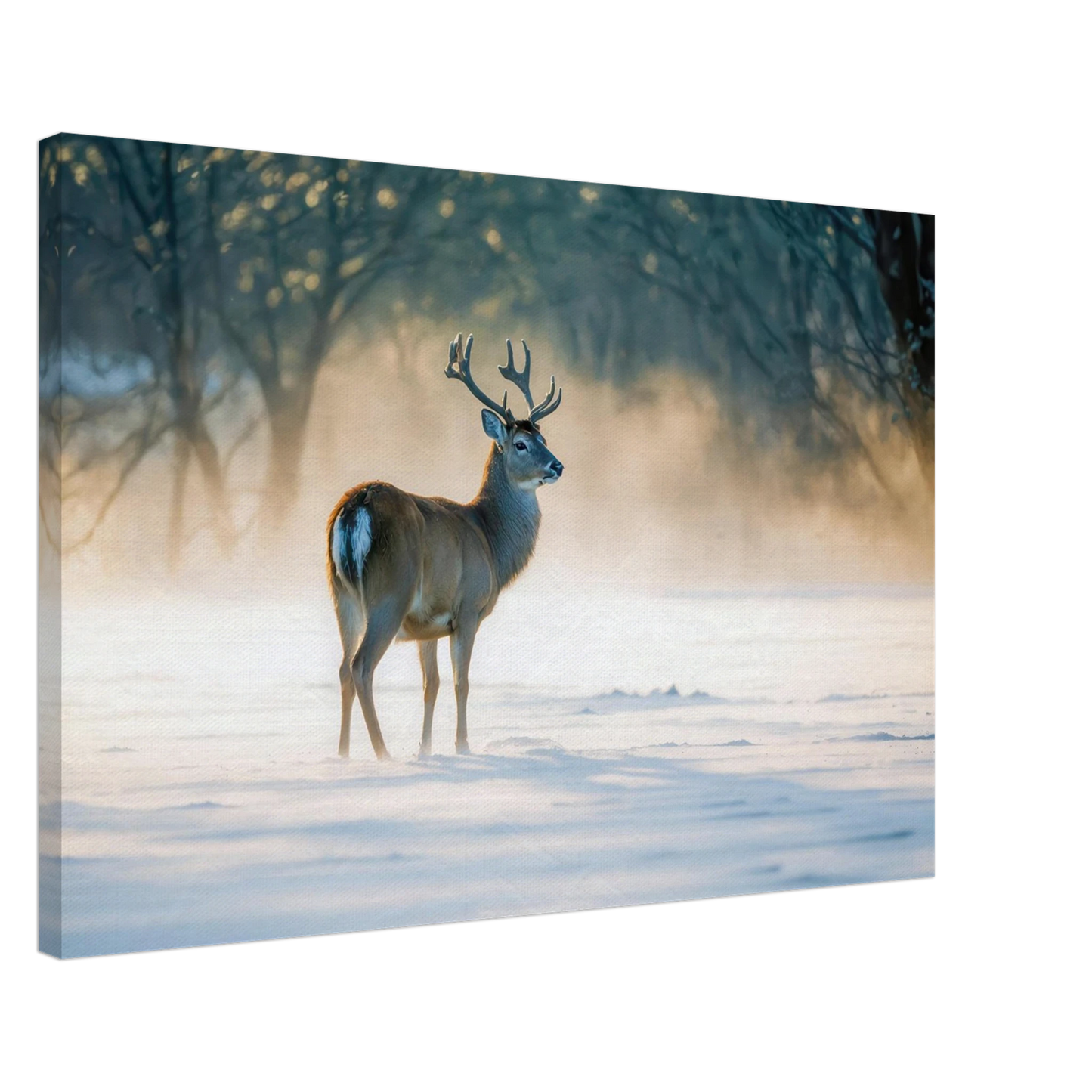 Wandbild majestaetischer hirsch im winterwunderland verwandeln sie ihr zuhause in eine ruhige landschaft