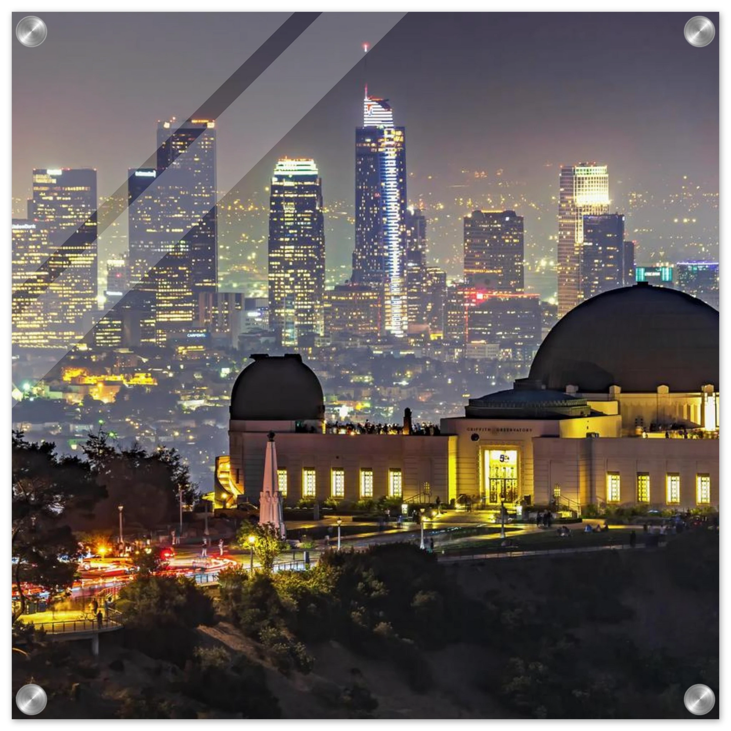 Wandbild los angeles nachthimmel griffith observatorium mit stadtpanorama erlebe das leuchten der stadt
