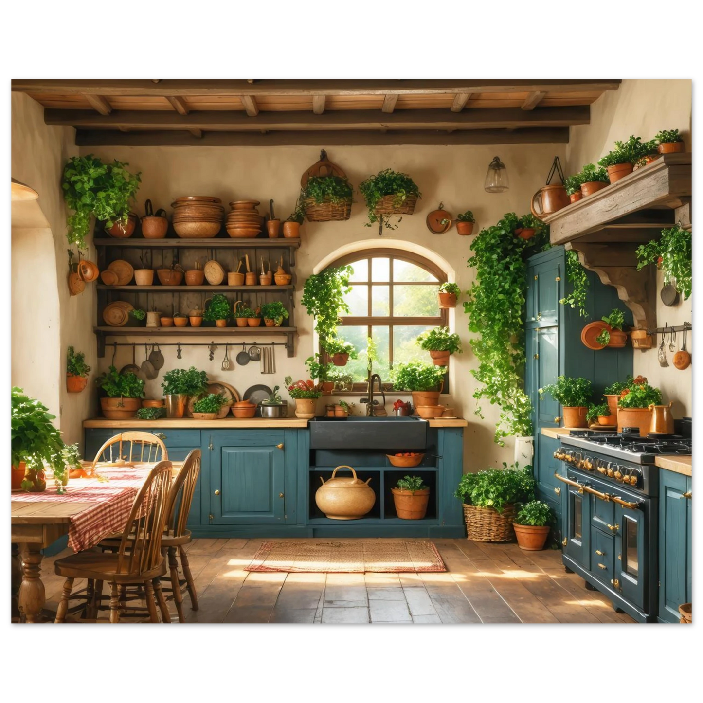 Wandbild rustikale kuechenidylle sonniges landhaus flair fuer ihr zuhause
