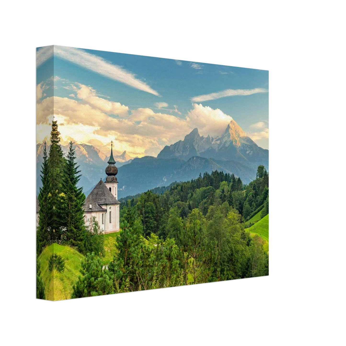 Wandbild malerische alpenkirche vor majestaetischer bergkulisse ein atemberaubendes stueck naturkunst