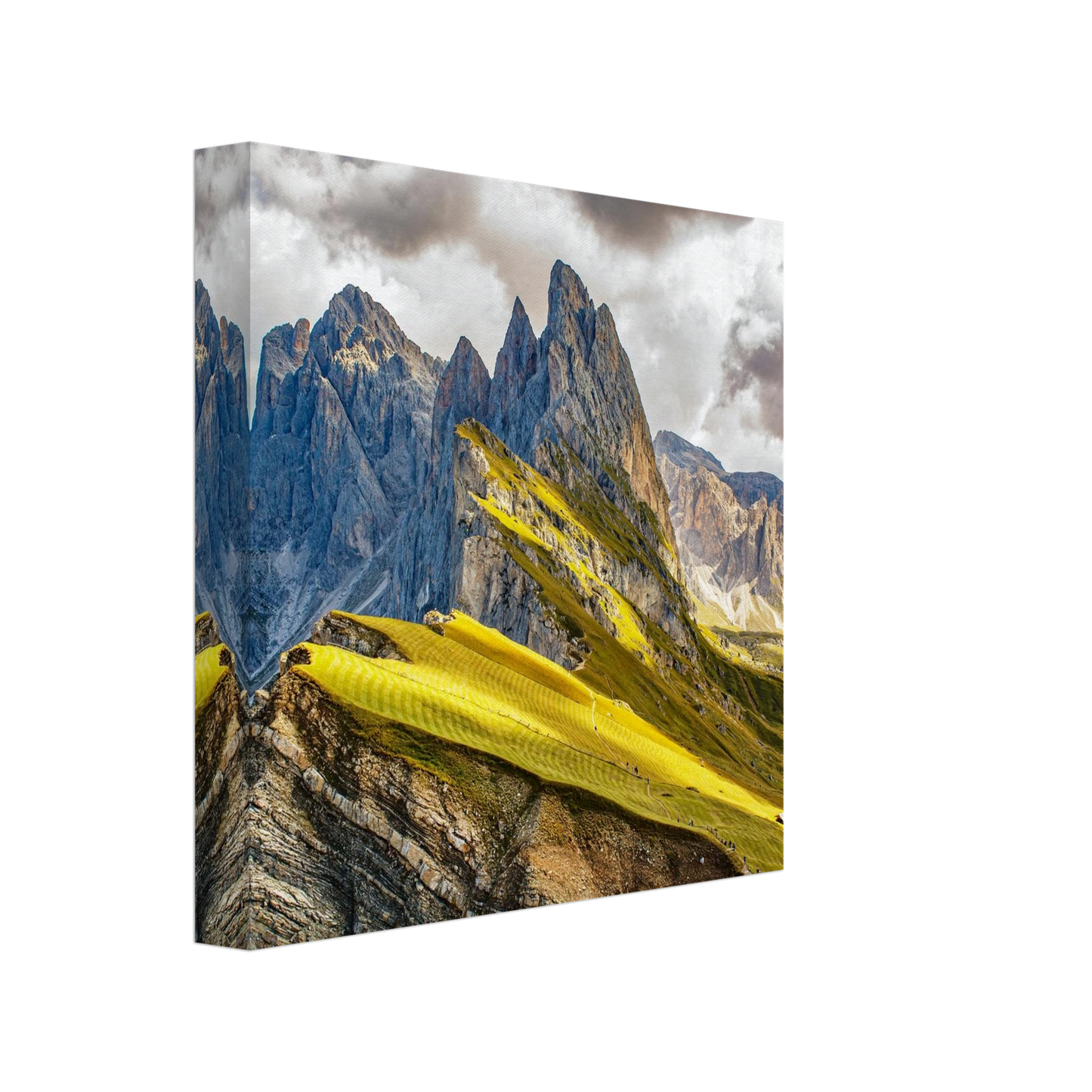 Wandbild seceda alpenglanz atemberaubende dolomiten landschaft mit leuchtenden grashaengen