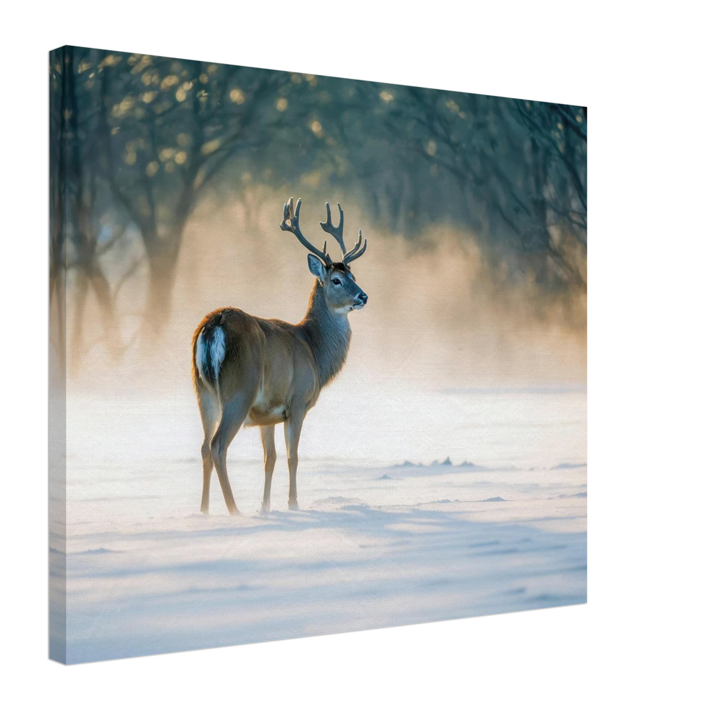 Wandbild majestaetischer hirsch im winterwunderland verwandeln sie ihr zuhause in eine ruhige landschaft