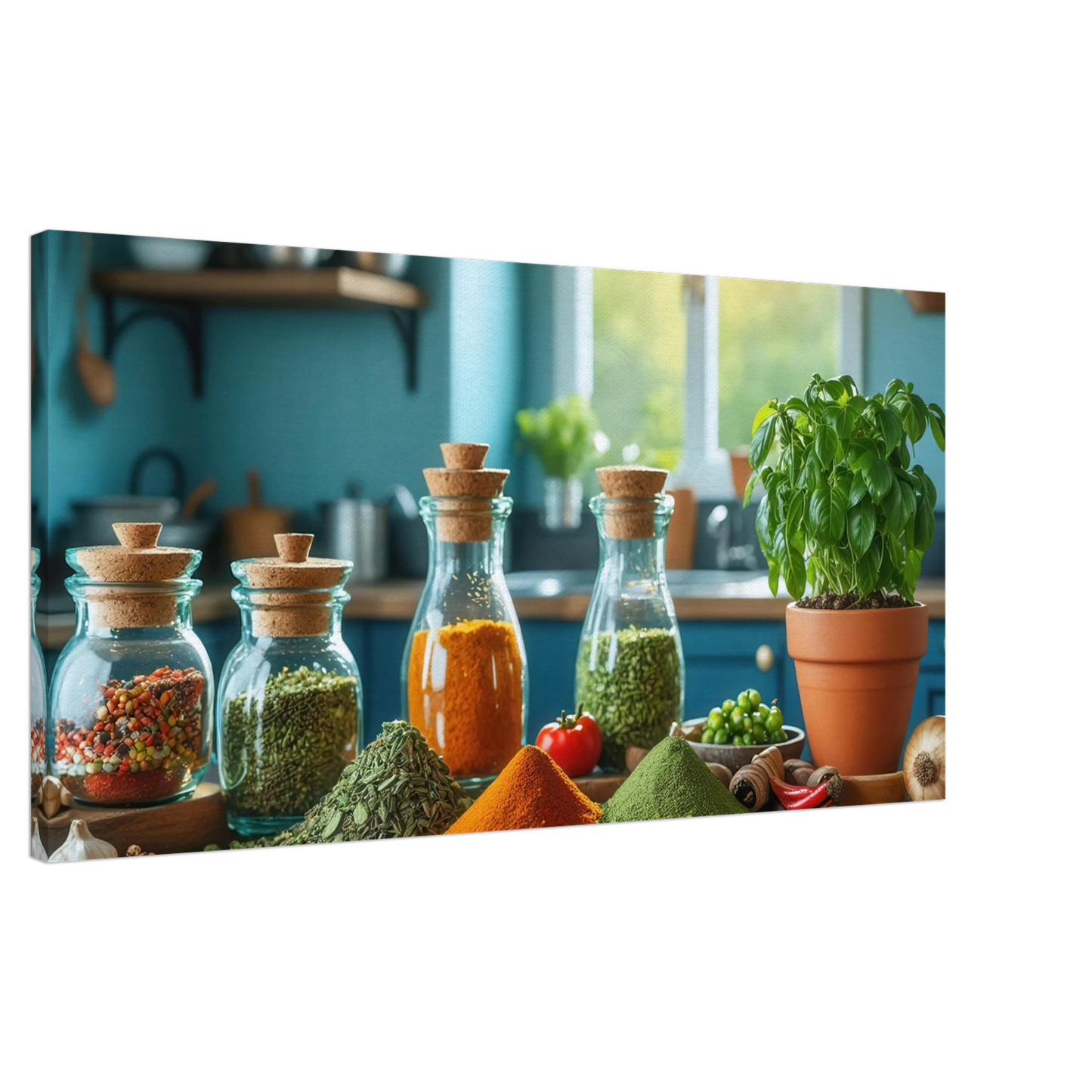 Wandbild lebendige kuechenkraeuter und gewuerze frische wuerze fuer ihr zuhause