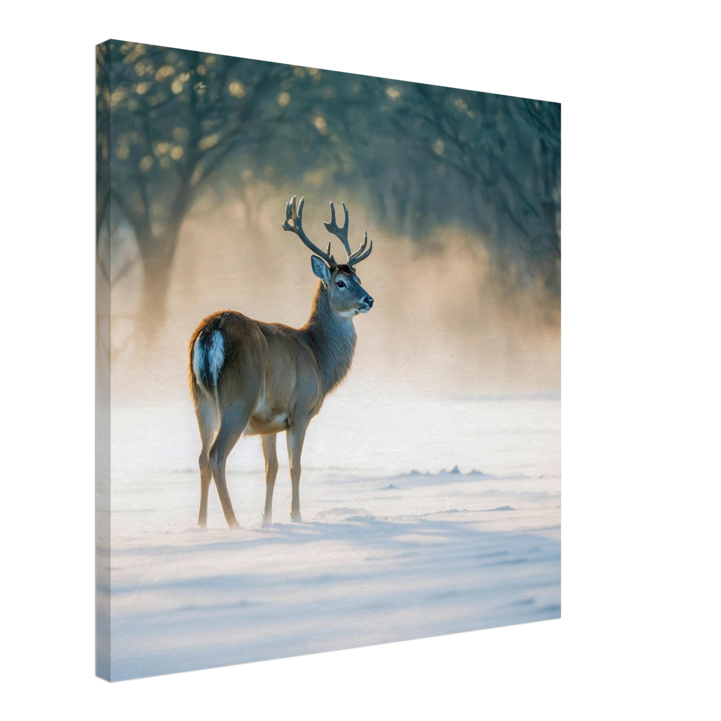 Wandbild majestaetischer hirsch im winterwunderland verwandeln sie ihr zuhause in eine ruhige landschaft