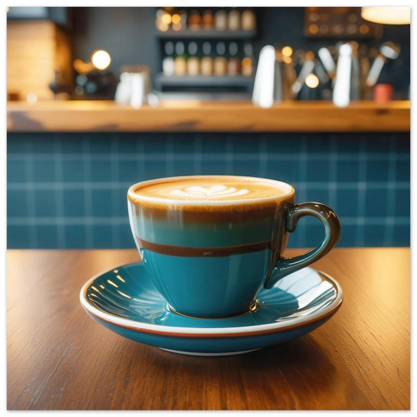 Wandbild deep teal latte einladende kaffeehaus atmosphaere fuer ihr zuhause in vielen groessen