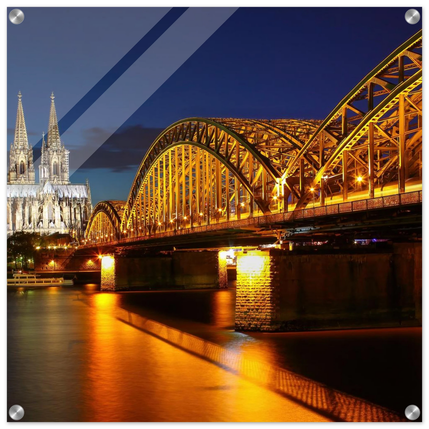 Wandbild koelner dom hohenzollernbruecke bei nacht majestaetisches stadtnachtlicht in verschiedenen groessen