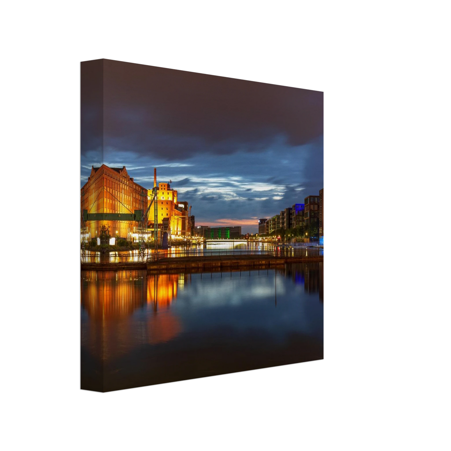 Wandbild industrieller charme bei sonnenuntergang lebendige stadtlandschaft im grossformat