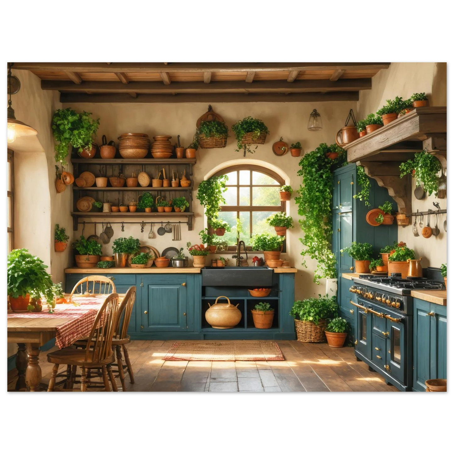 Wandbild rustikale kuechenidylle sonniges landhaus flair fuer ihr zuhause
