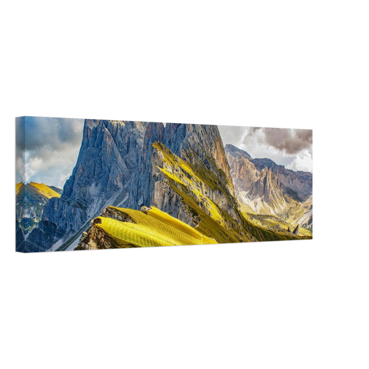 Wandbild seceda alpenglanz atemberaubende dolomiten landschaft mit leuchtenden grashaengen