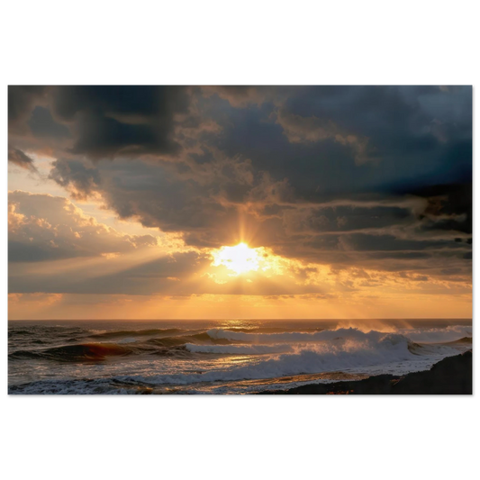 Wandbild dramatischer ozean sonnenuntergang kuestenkunst in ihrer wunschgroesse