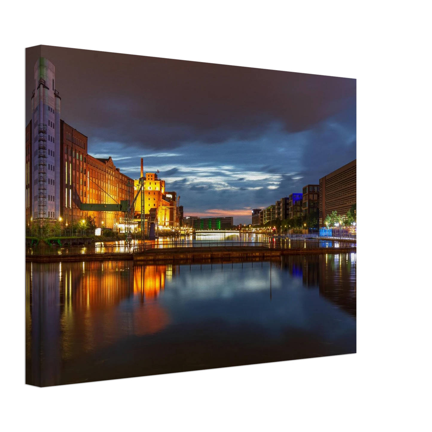Wandbild industrieller charme bei sonnenuntergang lebendige stadtlandschaft im grossformat