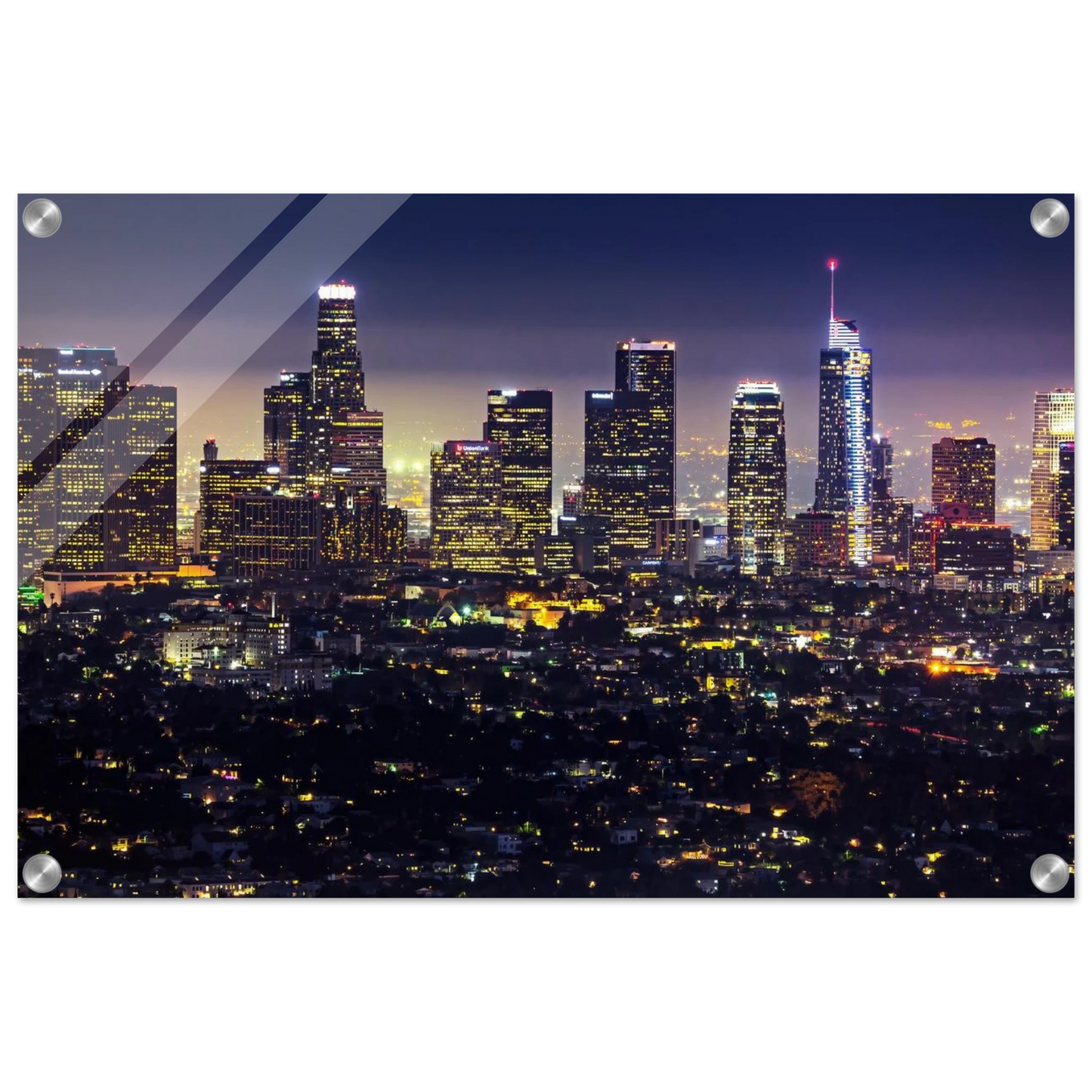 Wandbild funkelnde skyline bei nacht city lights kunstdruck in vielen groessen