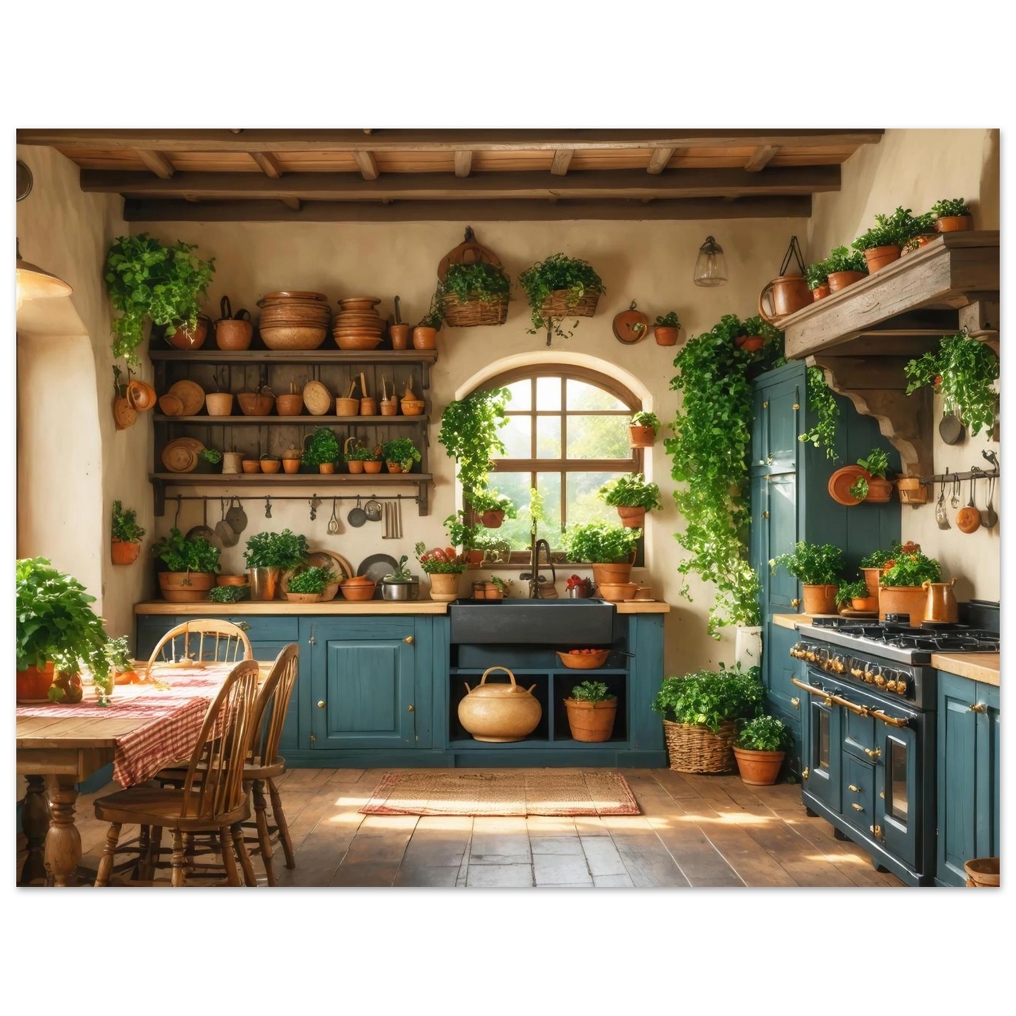 Wandbild rustikale kuechenidylle sonniges landhaus flair fuer ihr zuhause