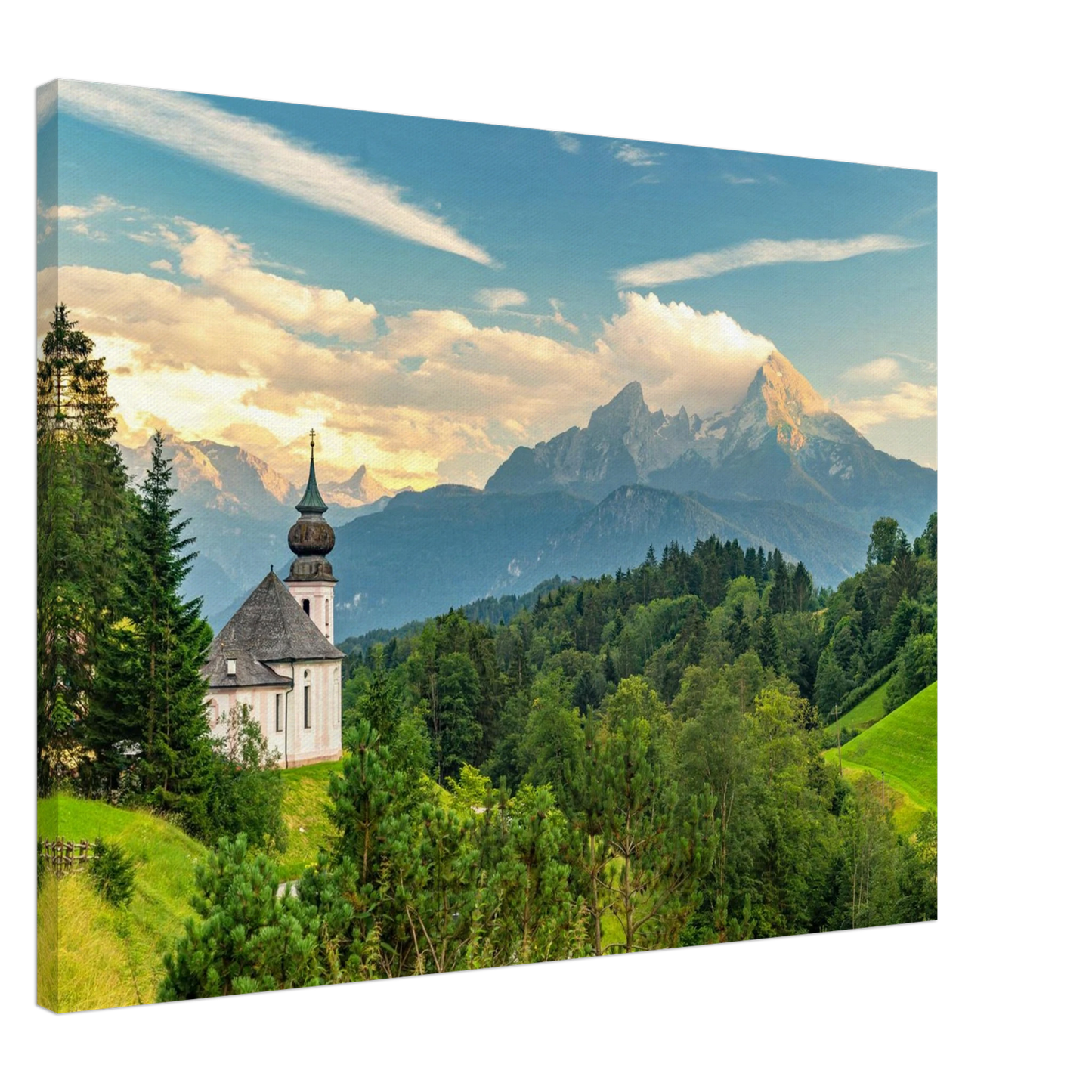 Wandbild malerische alpenkirche vor majestaetischer bergkulisse ein atemberaubendes stueck naturkunst