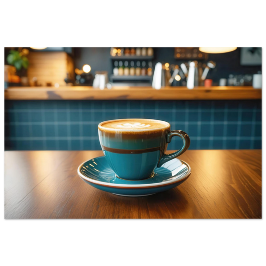 Wandbild deep teal latte einladende kaffeehaus atmosphaere fuer ihr zuhause in vielen groessen