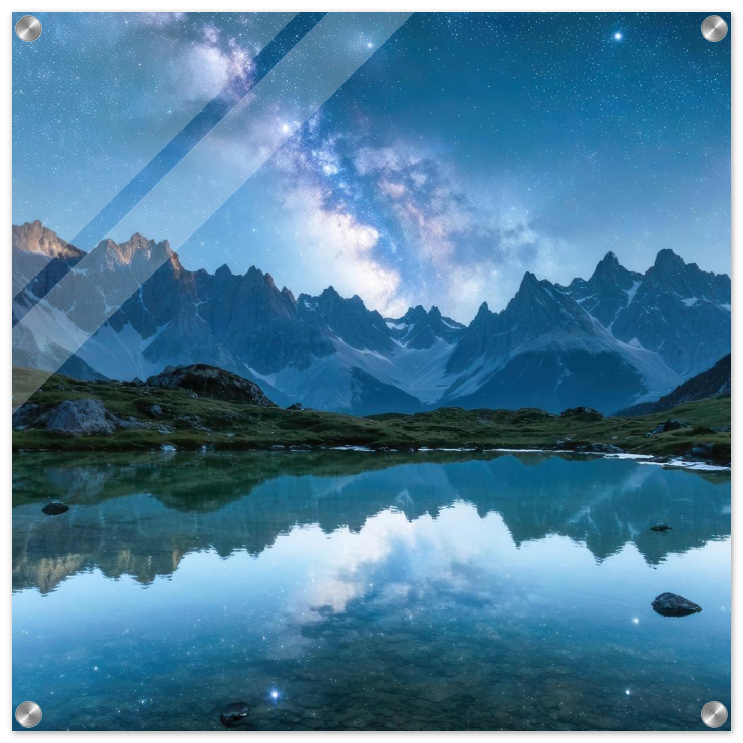 Wandbild himmlische bergspiegelung majestic milky way reflected in alpine lake your choice of sizes