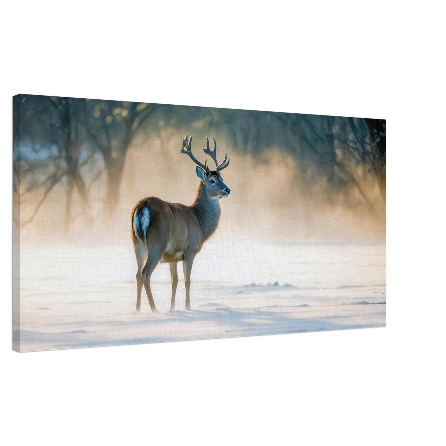 Wandbild majestaetischer hirsch im winterwunderland verwandeln sie ihr zuhause in eine ruhige landschaft