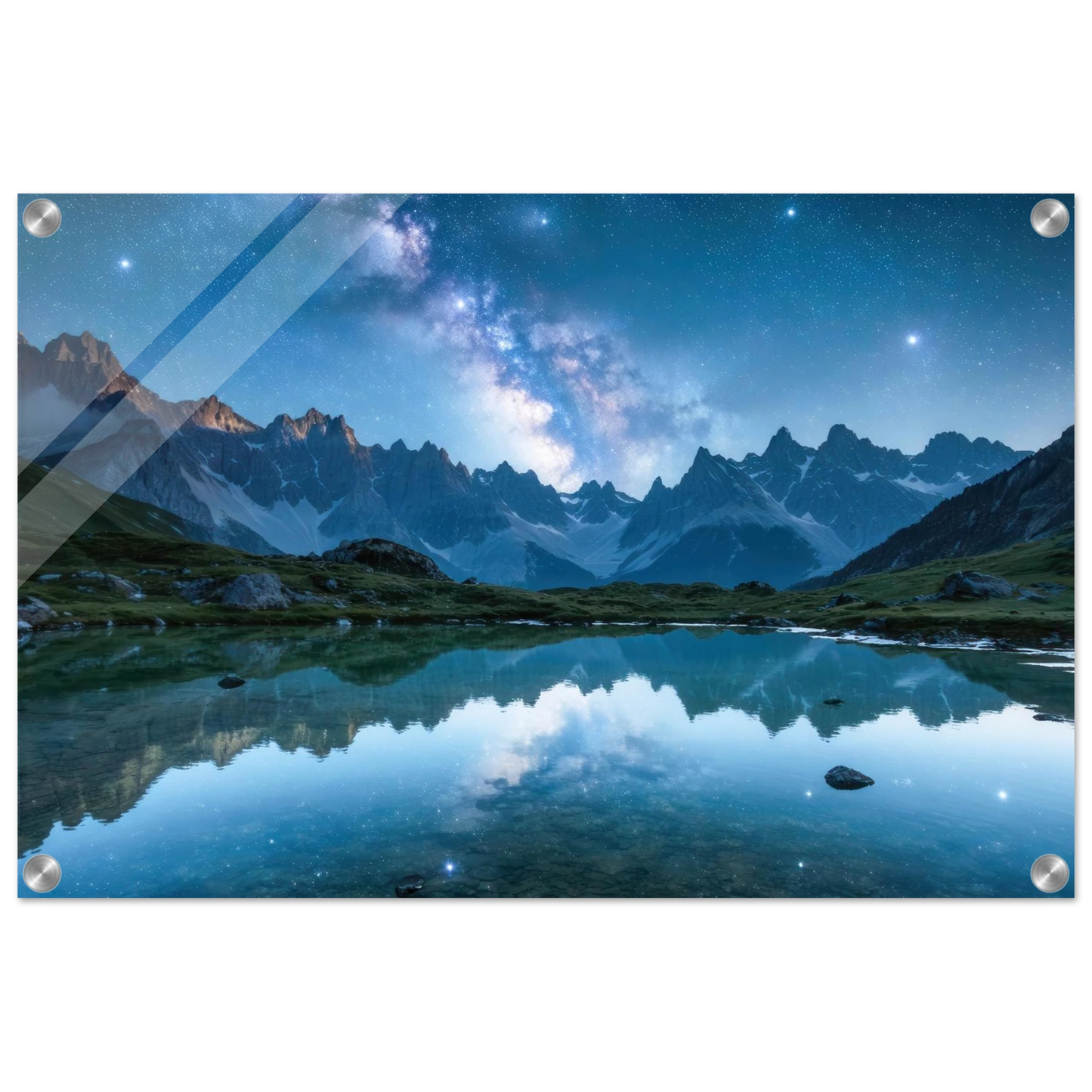 Wandbild himmlische bergspiegelung majestic milky way reflected in alpine lake your choice of sizes